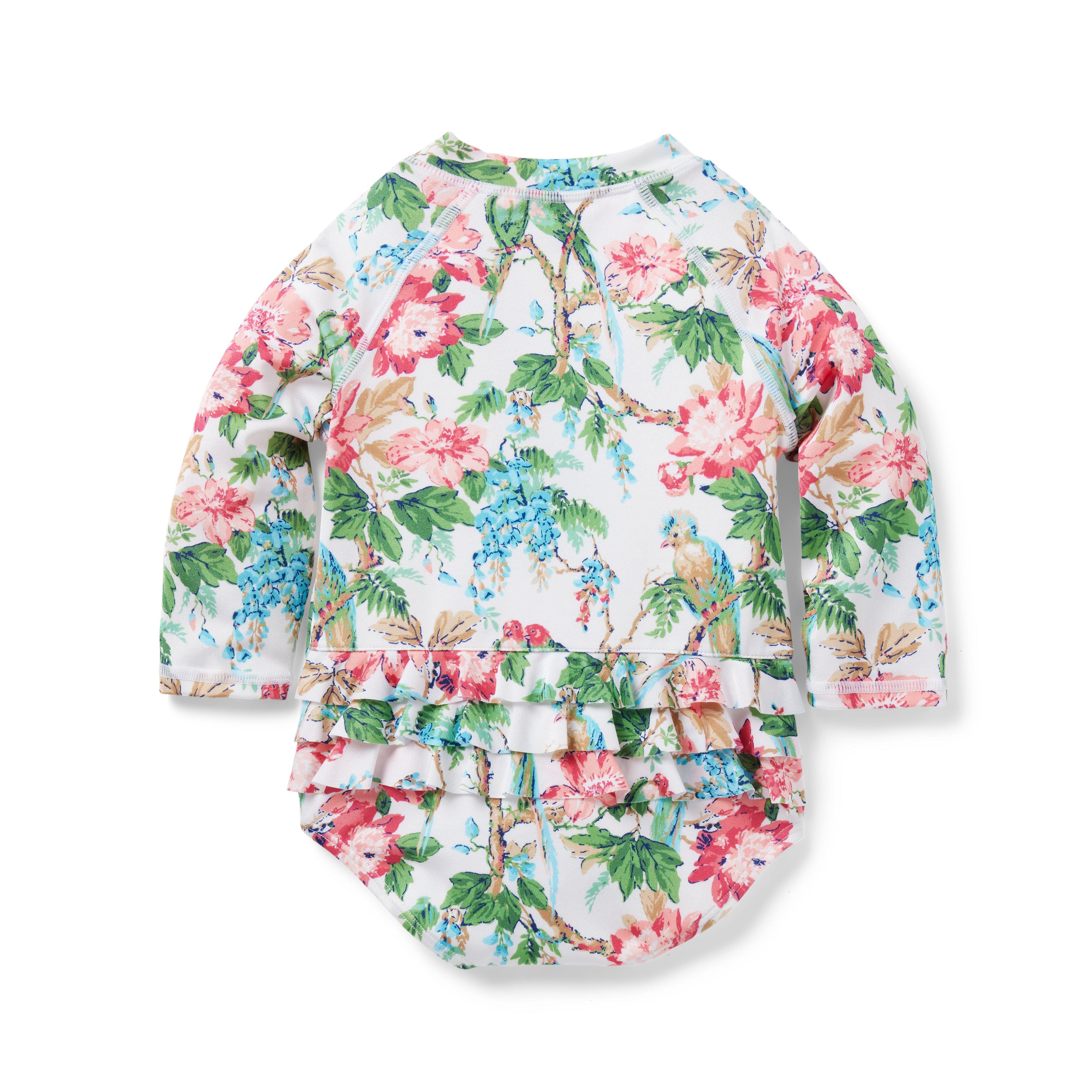 Baby Recycled Tropical Floral Rash Guard Swimsuit image number 2