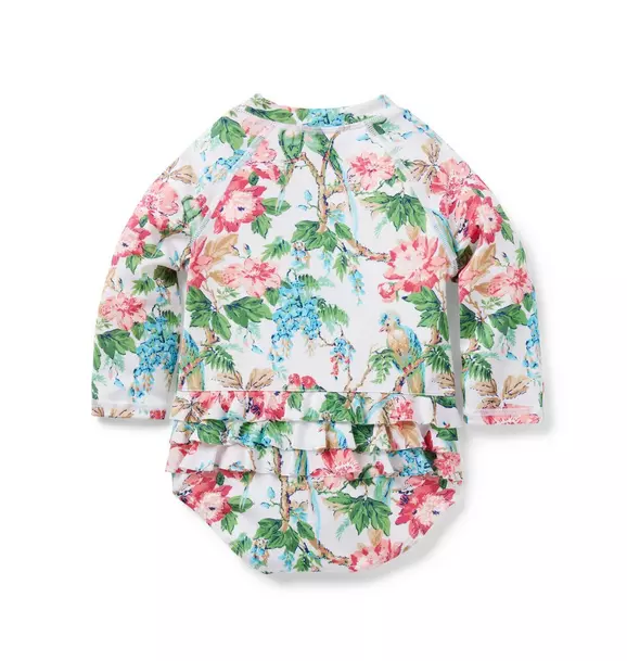 Baby Recycled Tropical Floral Rash Guard Swimsuit image number 2