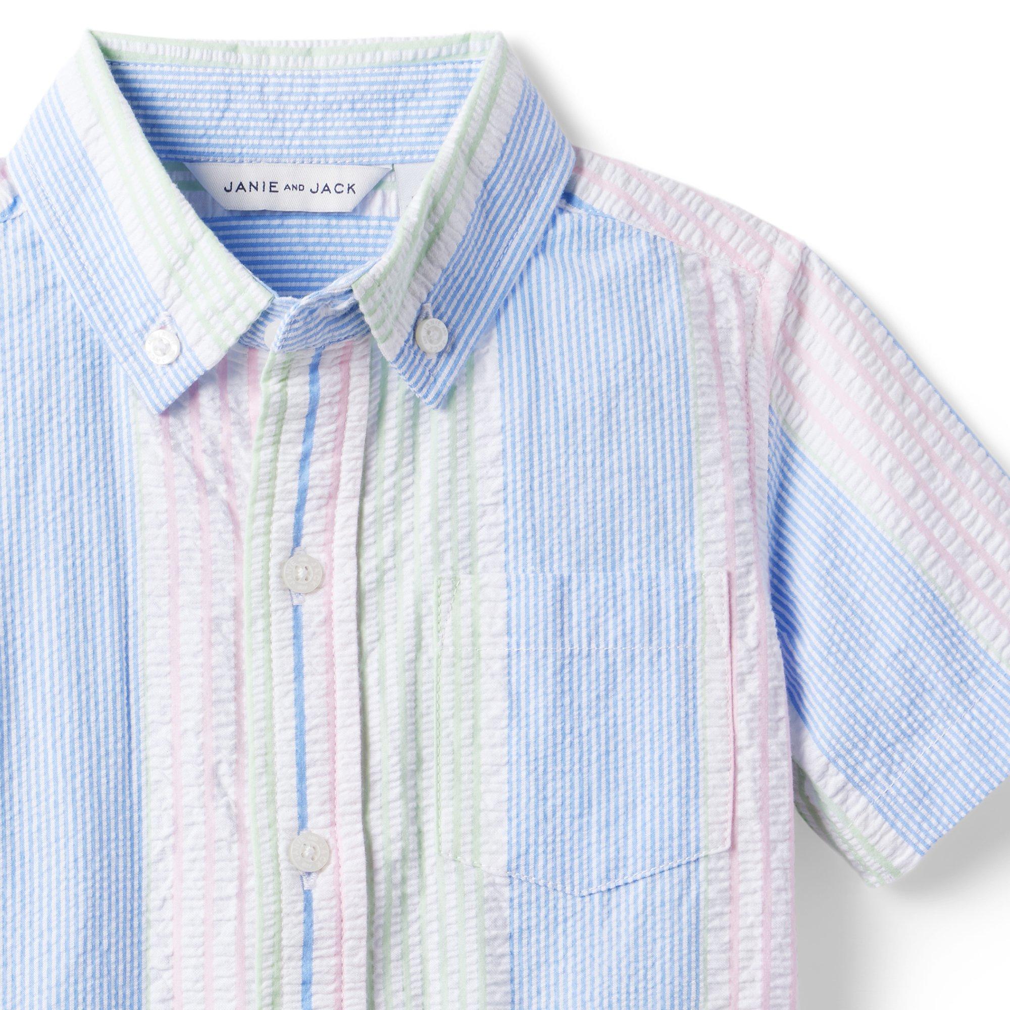 Belati Light Blue Striped Seersucker Shirt – Panda and Cub