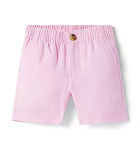 Linen-Cotton Pull-On Button-Front Short