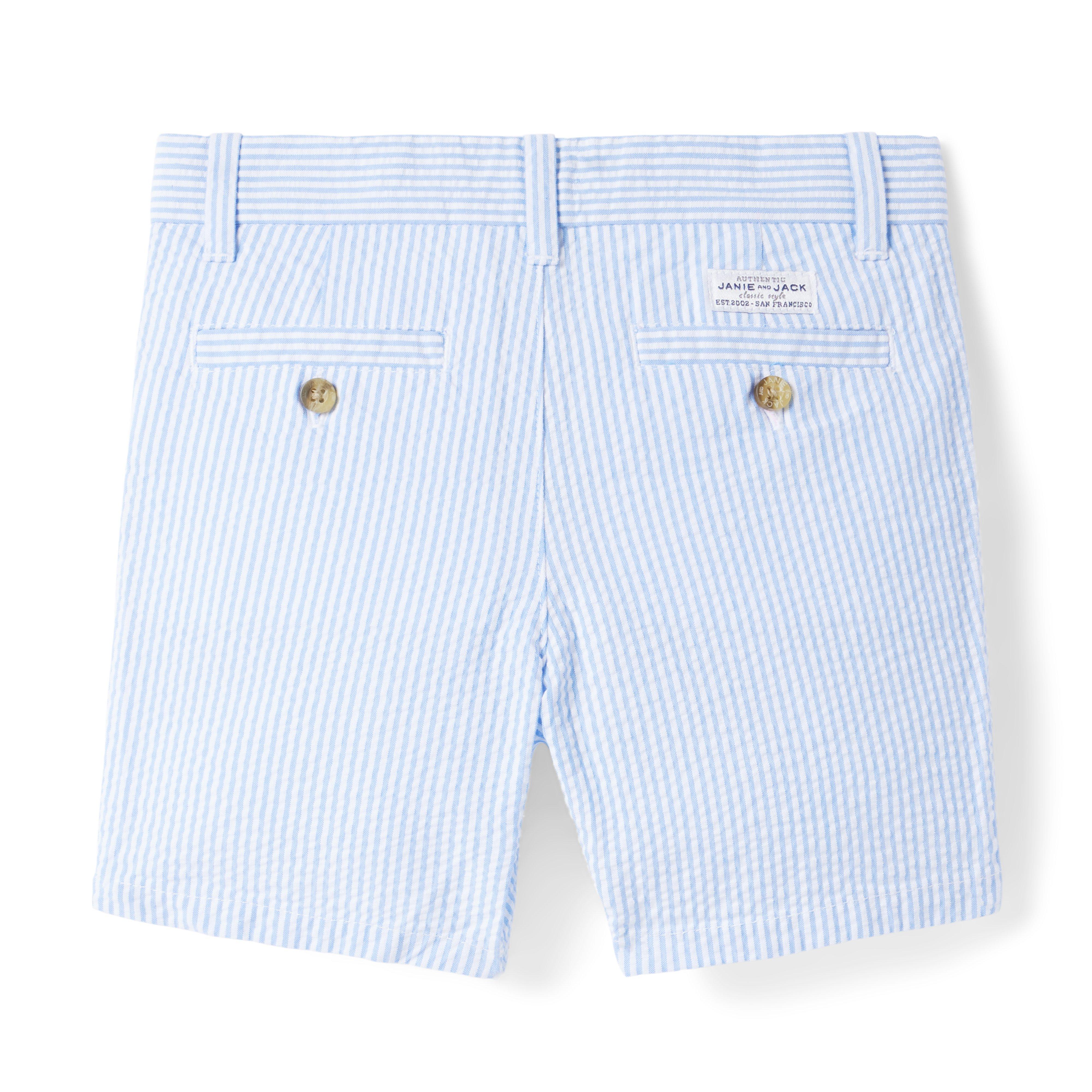 Green Boys Striped Seersucker Eton & Shorts - Pink Princess