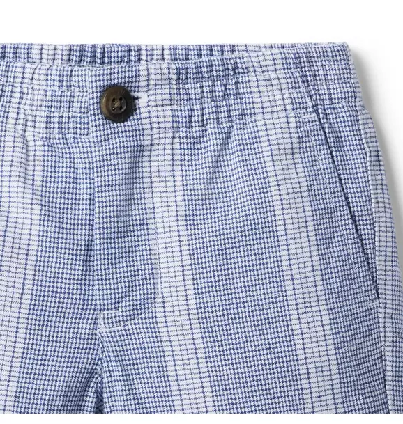 Plaid Linen-Cotton Pull-On Short image number 2