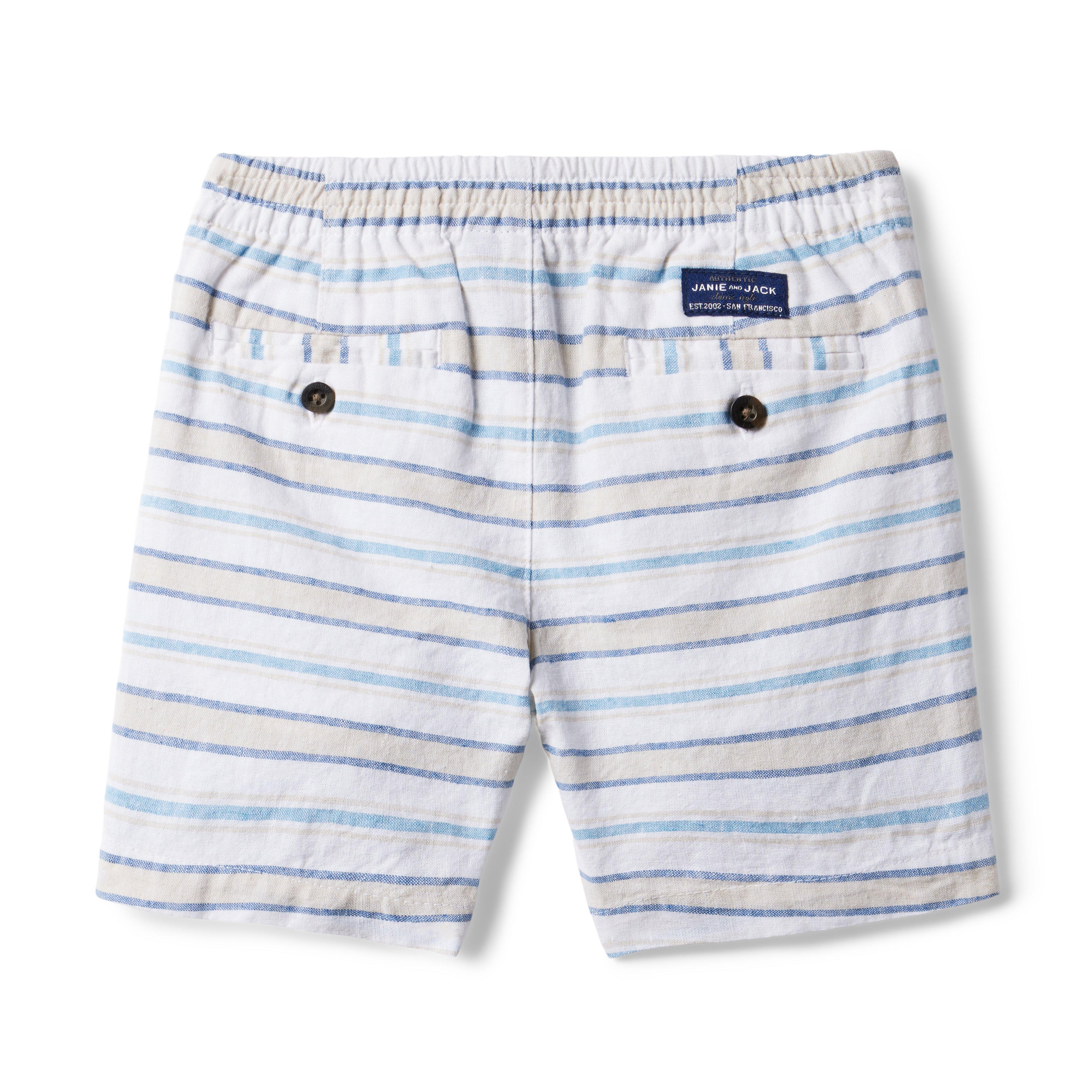 Striped Linen-Cotton Pull-On Short image number 2