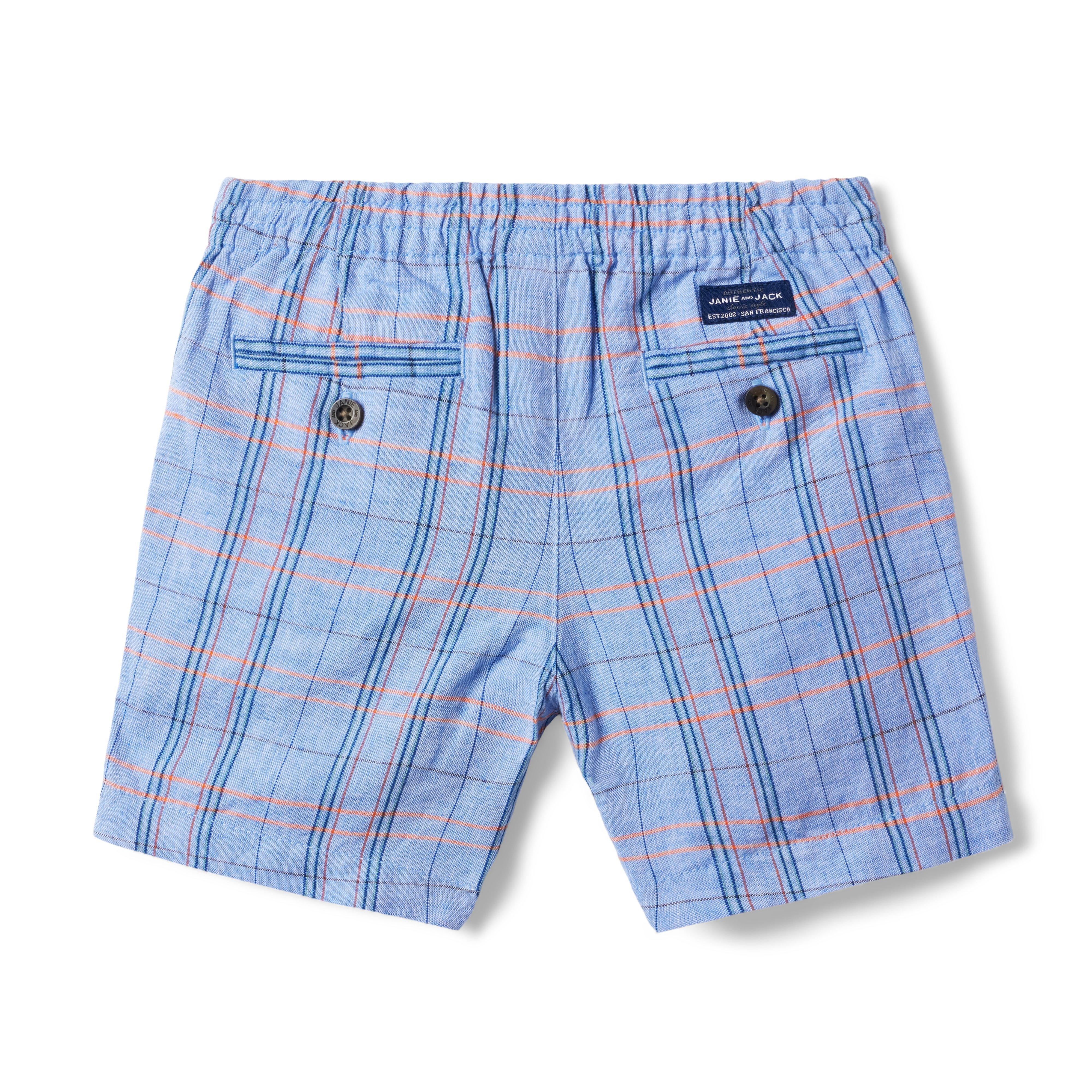 Plaid Linen-Cotton Pull-On Short image number 2