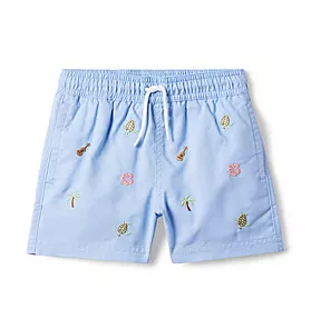 Recycled Embroidered Swim Trunk