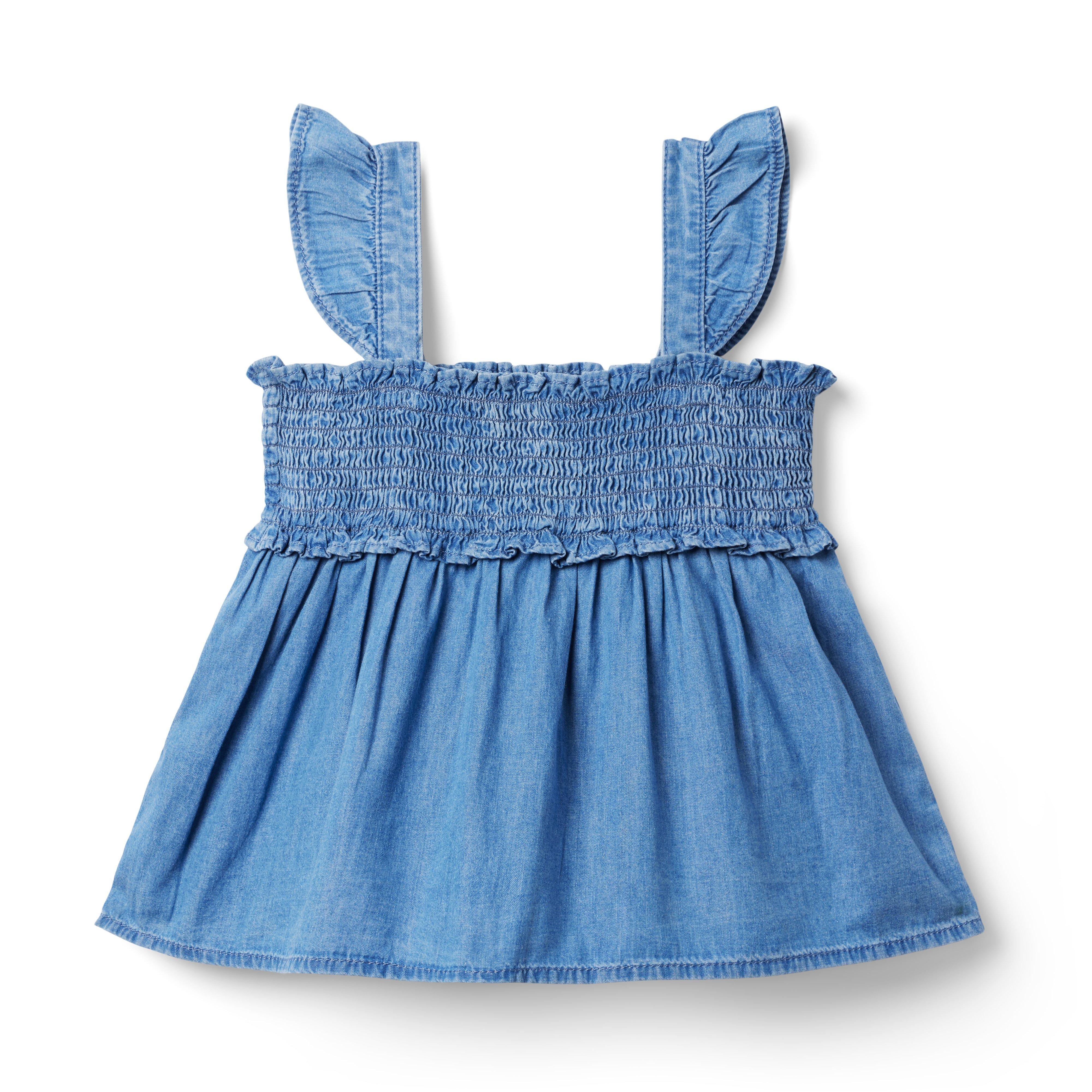 The Emily Chambray Smocked Top 
