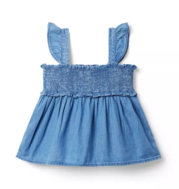 The Emily Chambray Smocked Top 