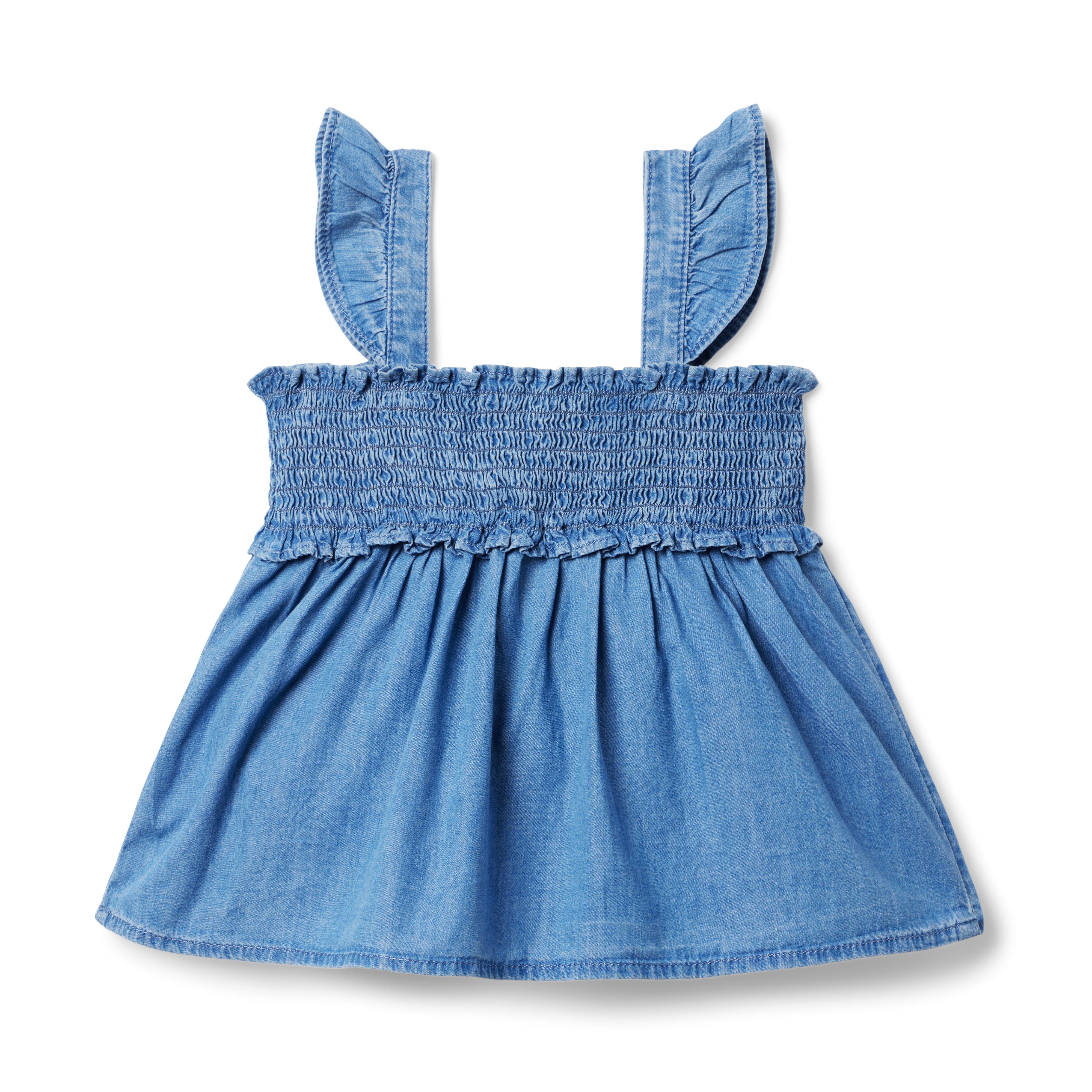 The Emily Chambray Smocked Top  image number 1