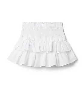 Smocked Seersucker Ruffle Skirt 
