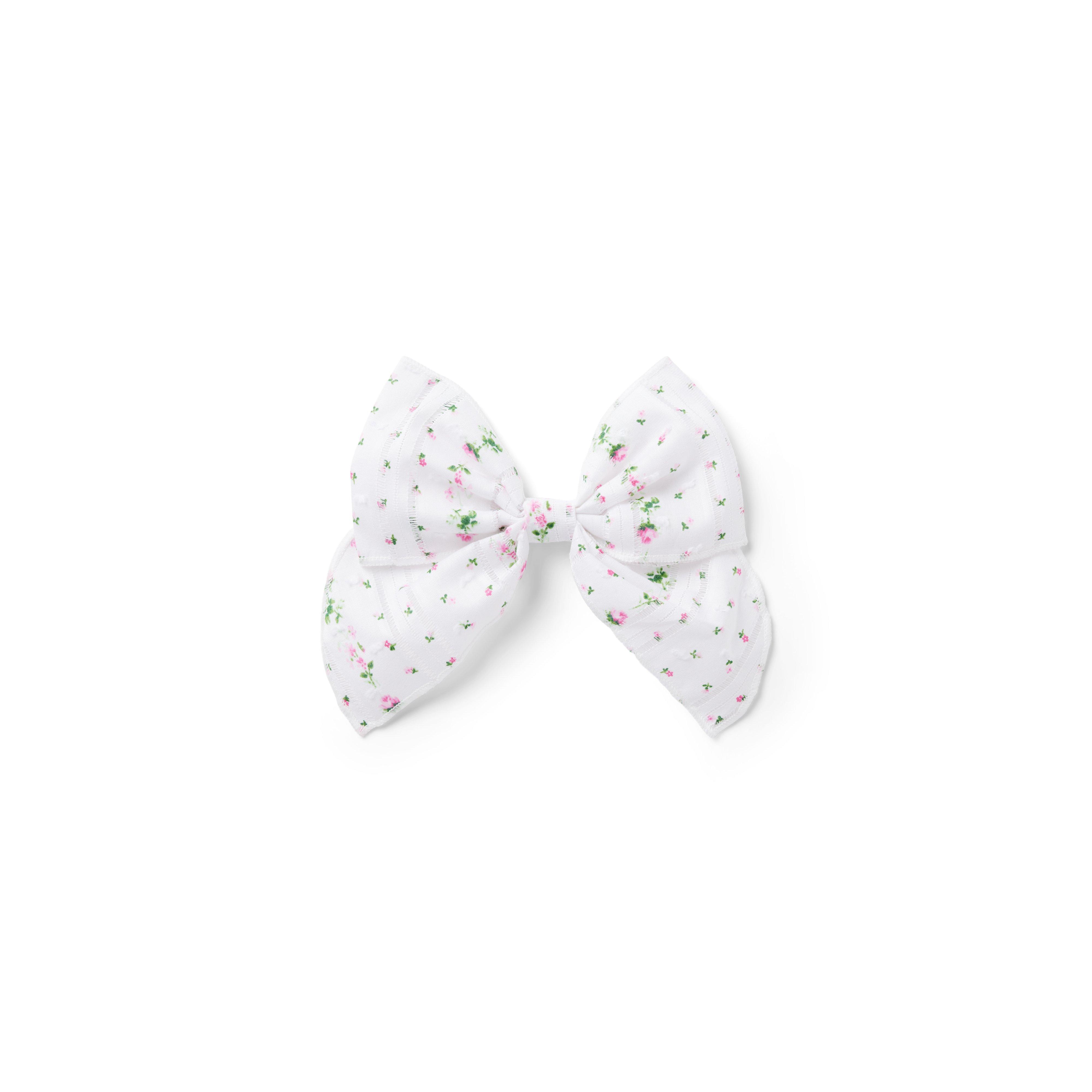 Floral Swiss Dot Bow Barrette image number 0