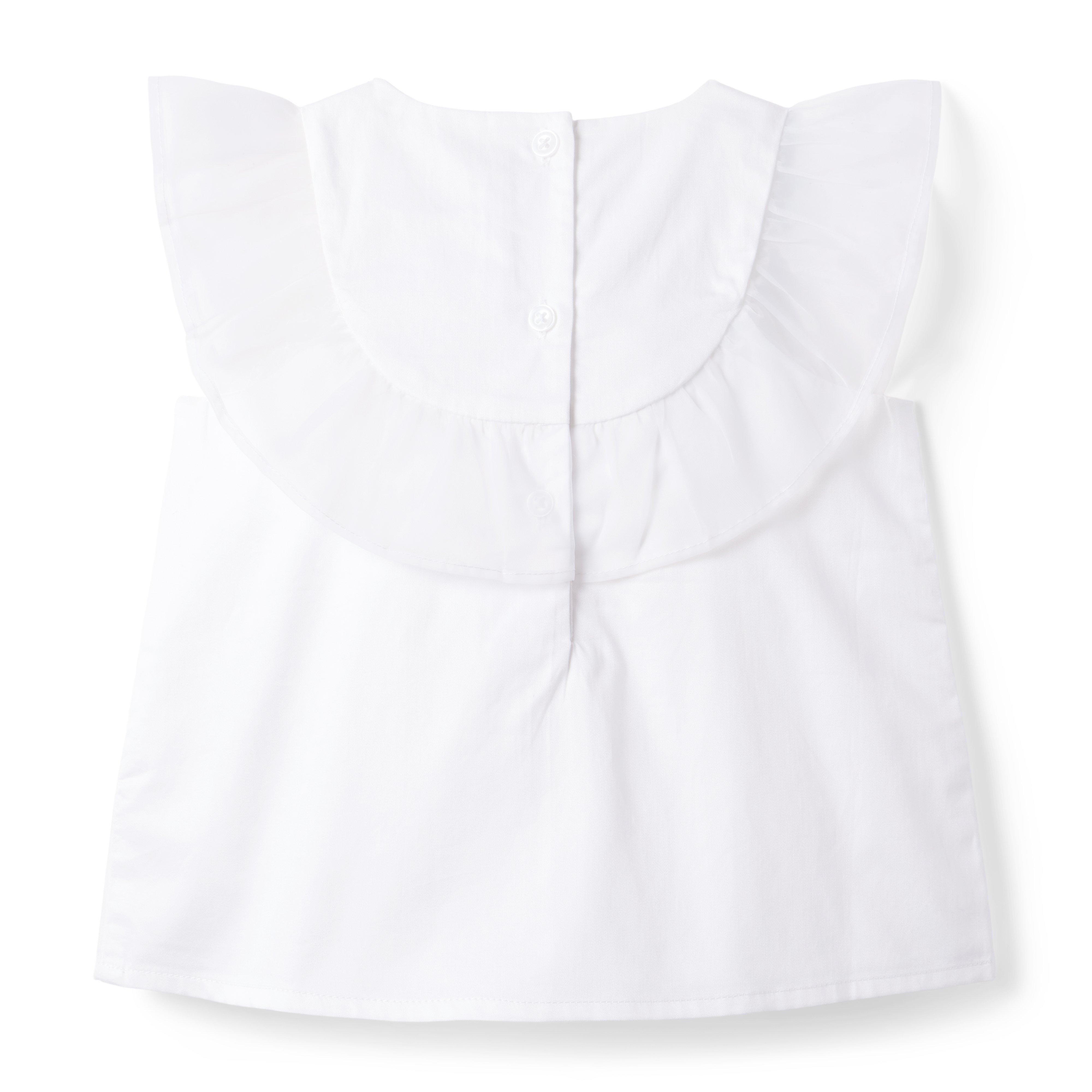 Embroidered Organza Ruffle Top image number 1