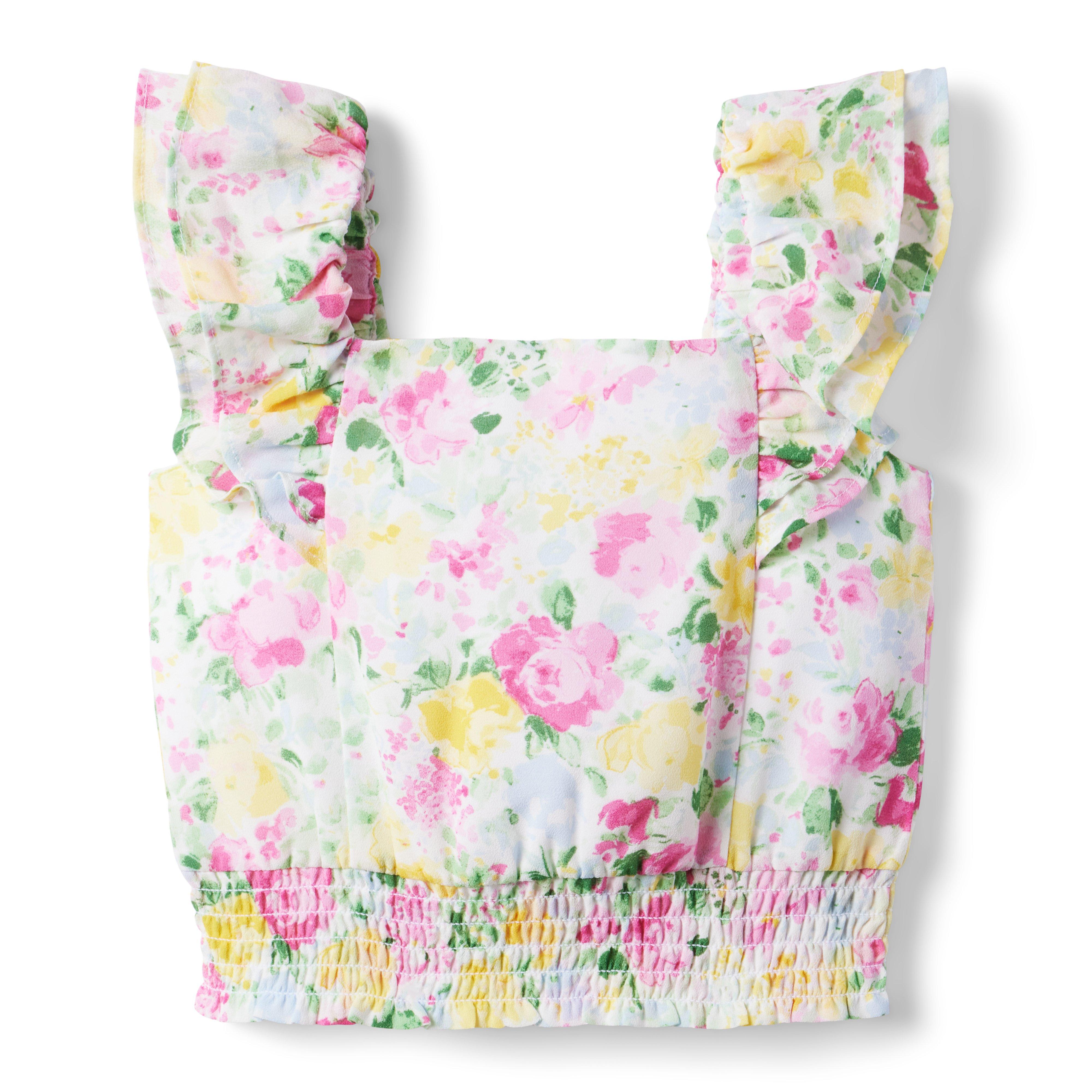 Floral Smocked Waist Chiffon Top image number 0