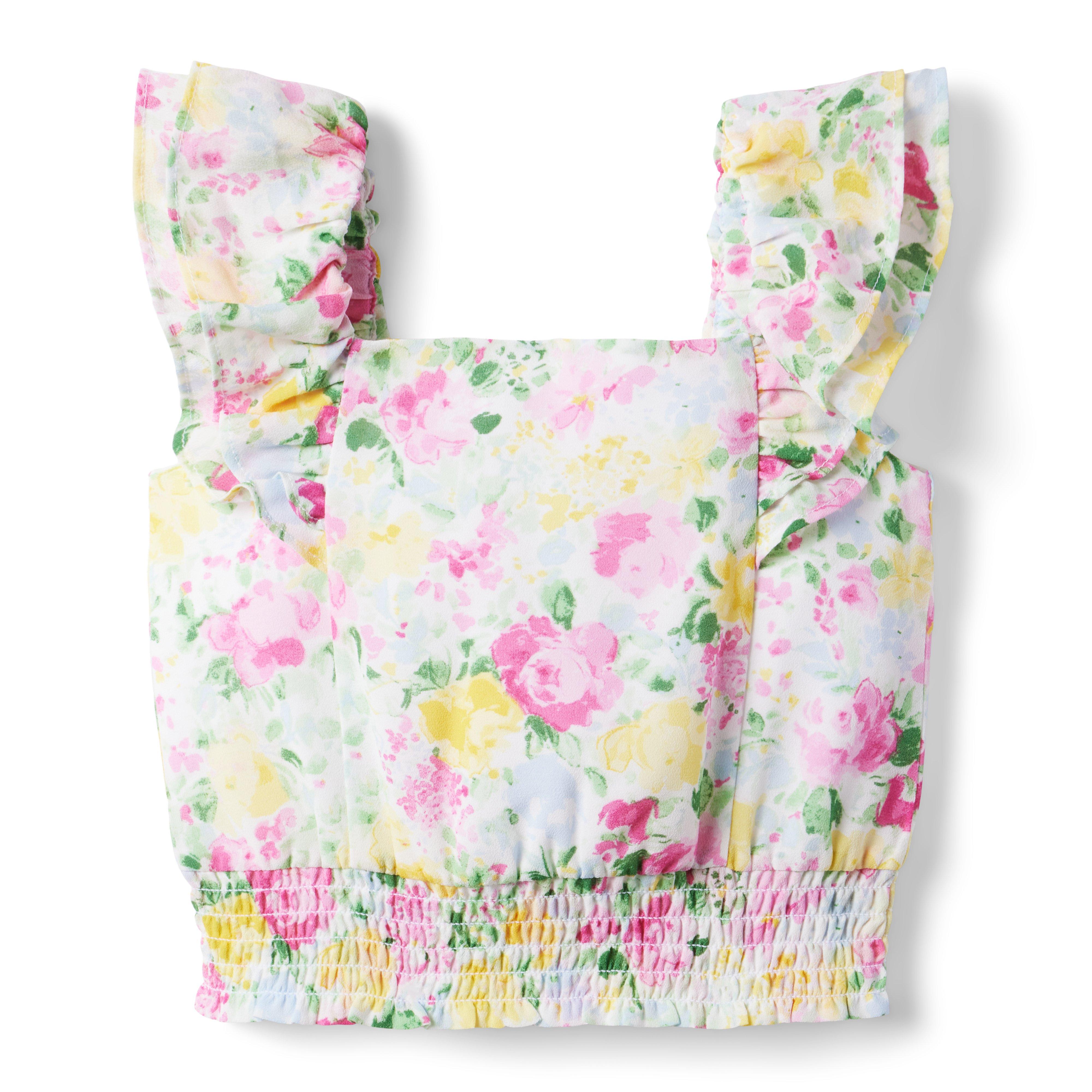 Floral Smocked Waist Chiffon Top