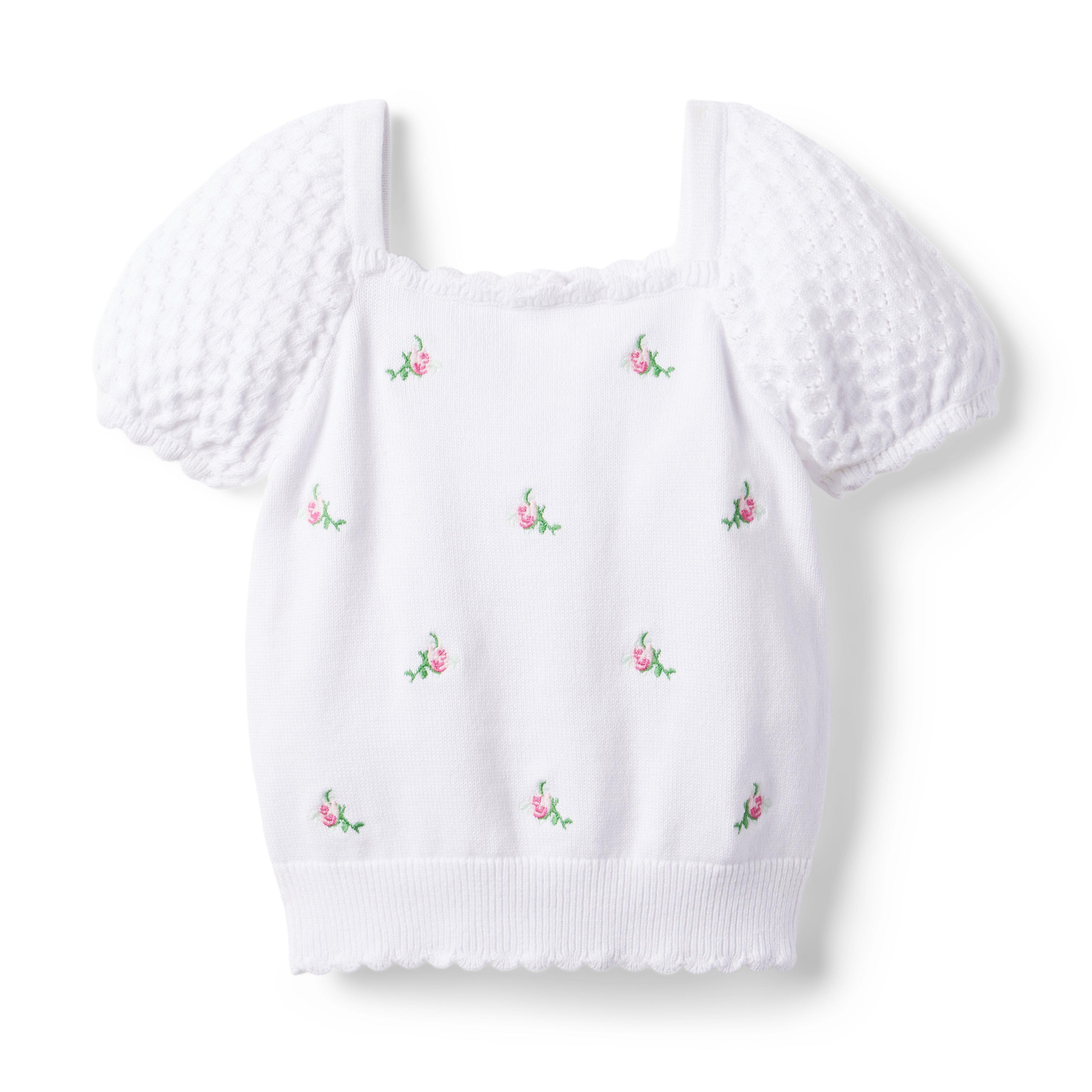 Embroidered Floral Sweater Top image number 0