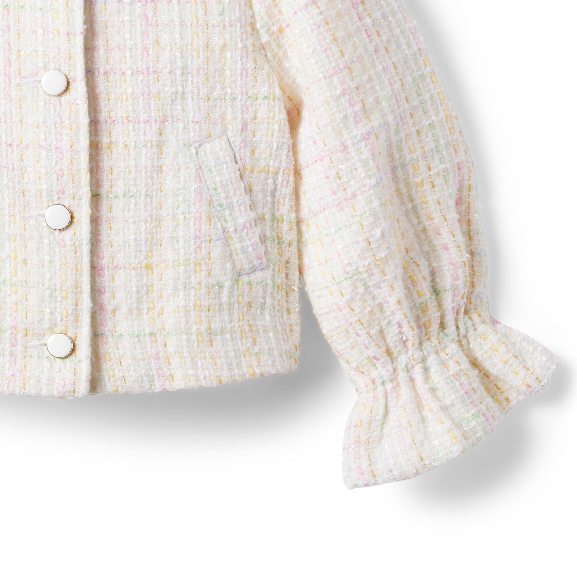 Tweed Ruffle Sleeve Cropped Jacket image number 3