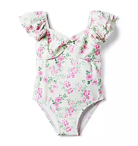 Floral Ruffle Sleeve Recycled Swimsuit