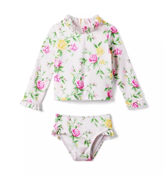 Recycled Floral Rash Guard Set