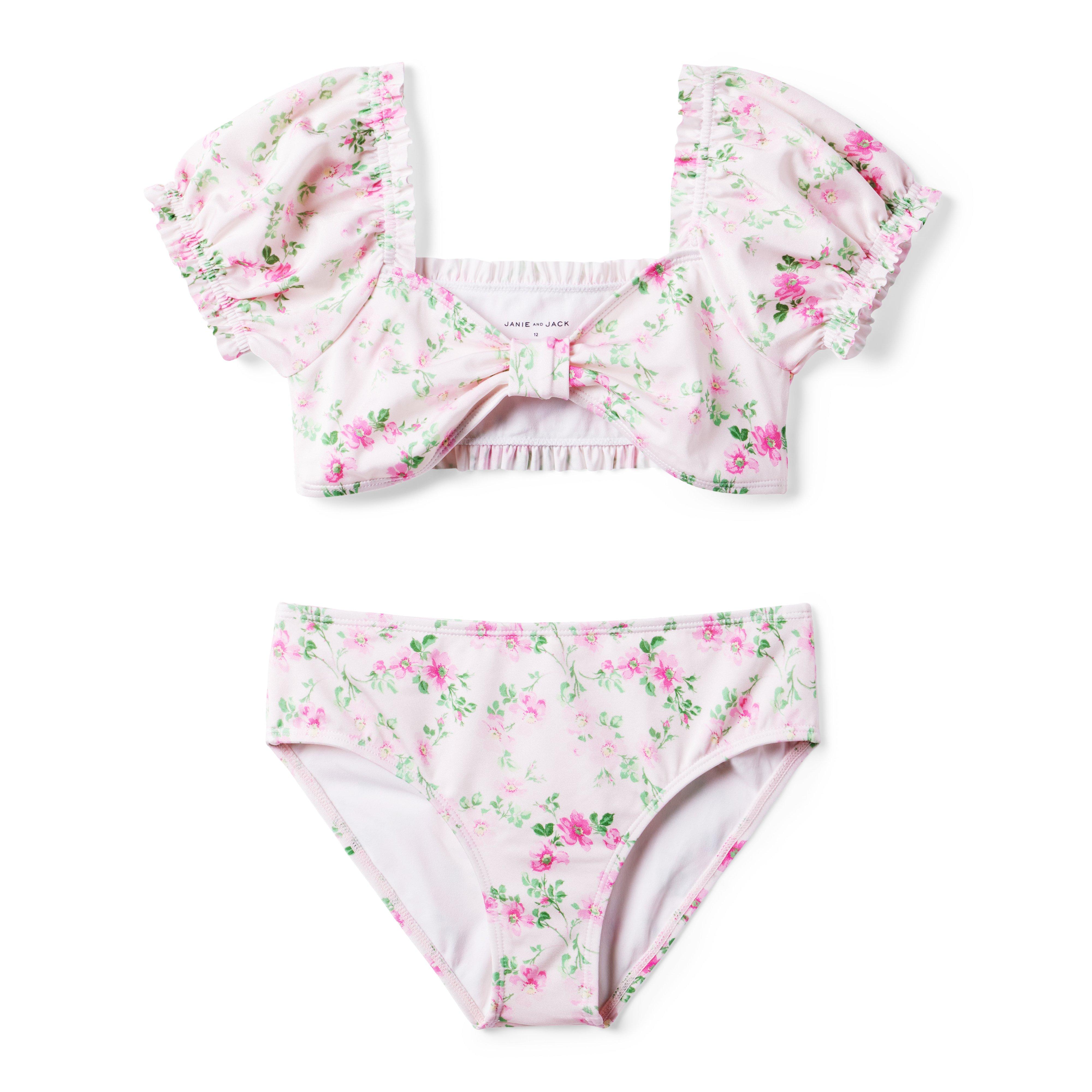 Groovy Flowers Girls Swimsuits (8 - 20), Pink Floral 70s Cute Kids Jr –  Starcove Fashion