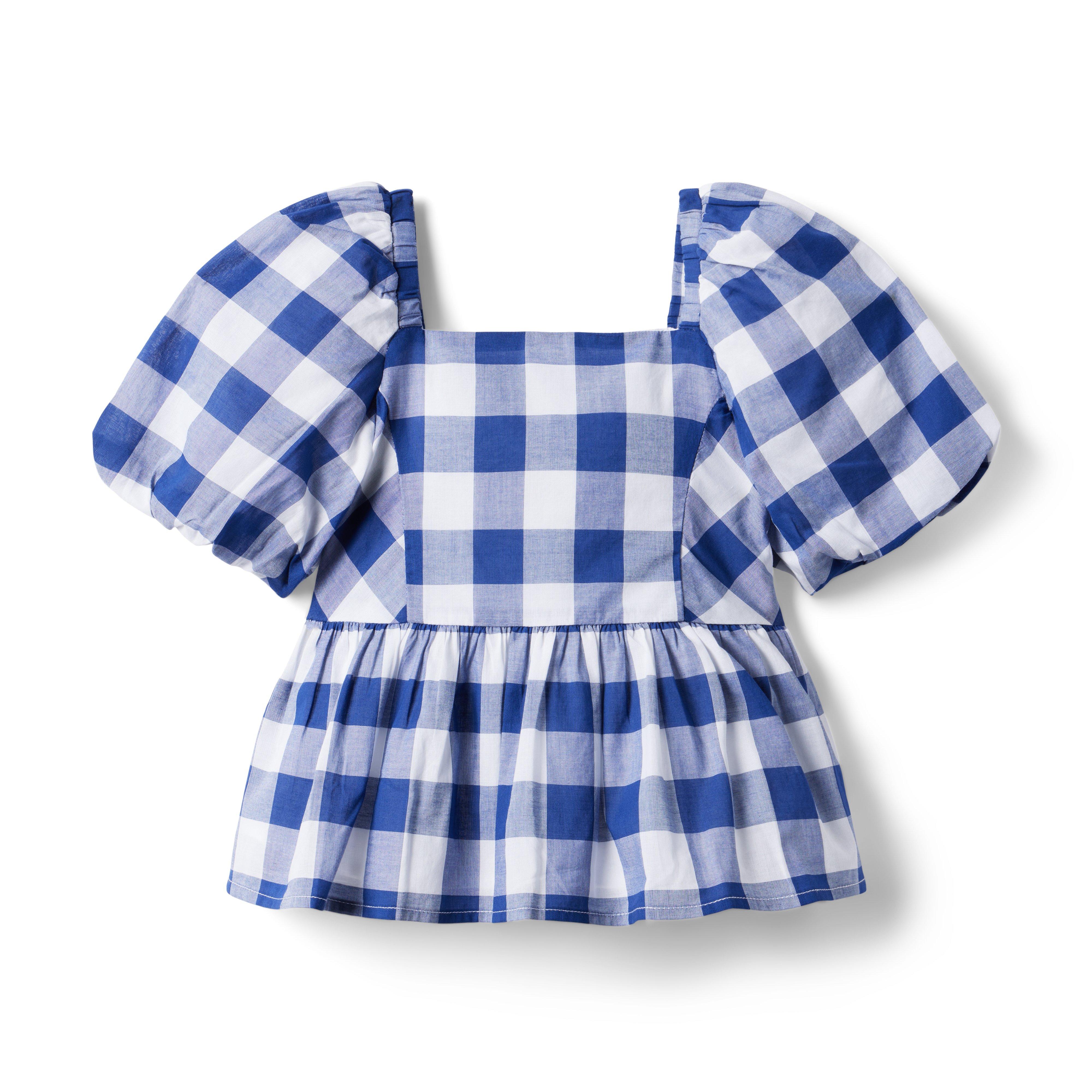 Gingham Bubble Sleeve Top image number 0