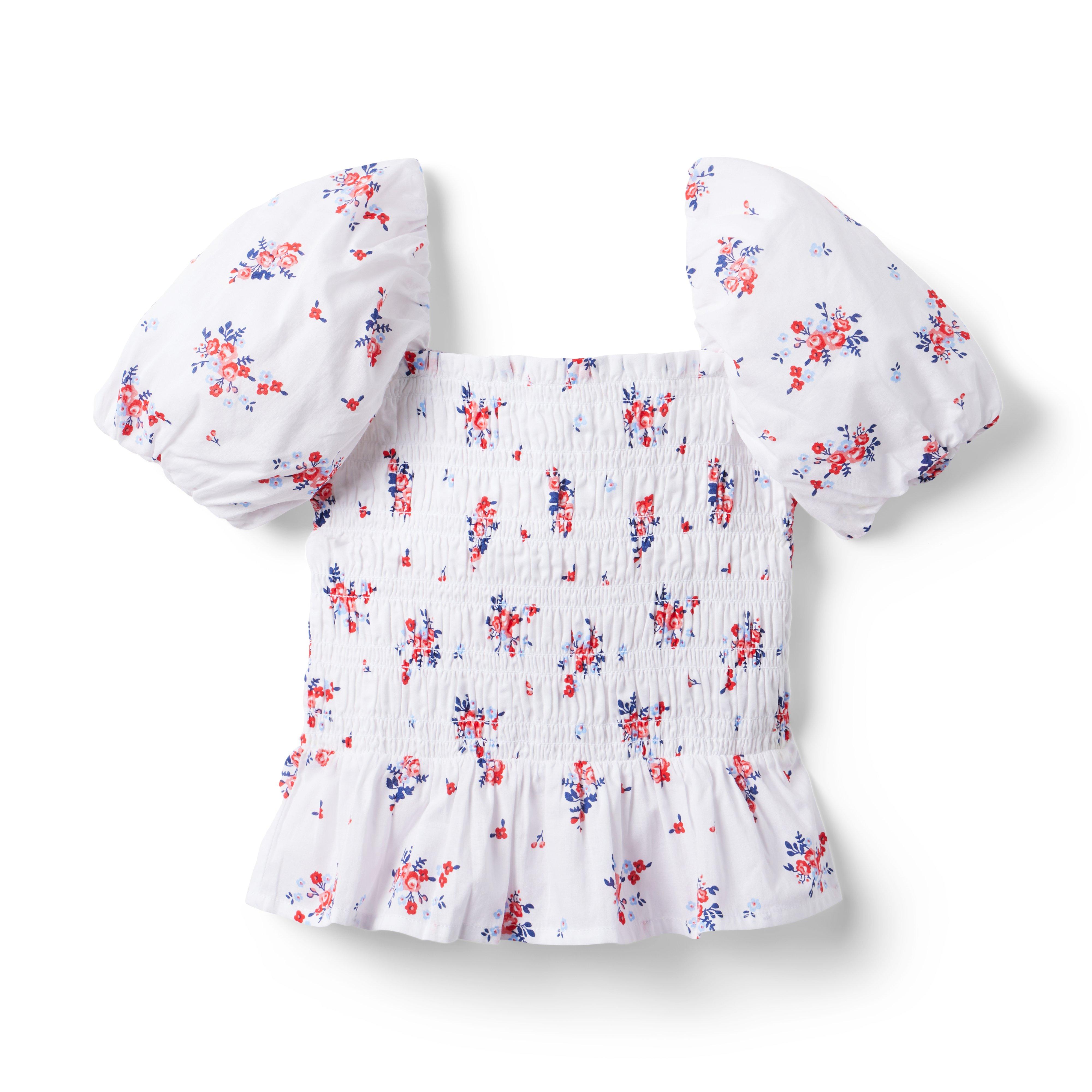 Floral Smocked Bubble Sleeve Top
