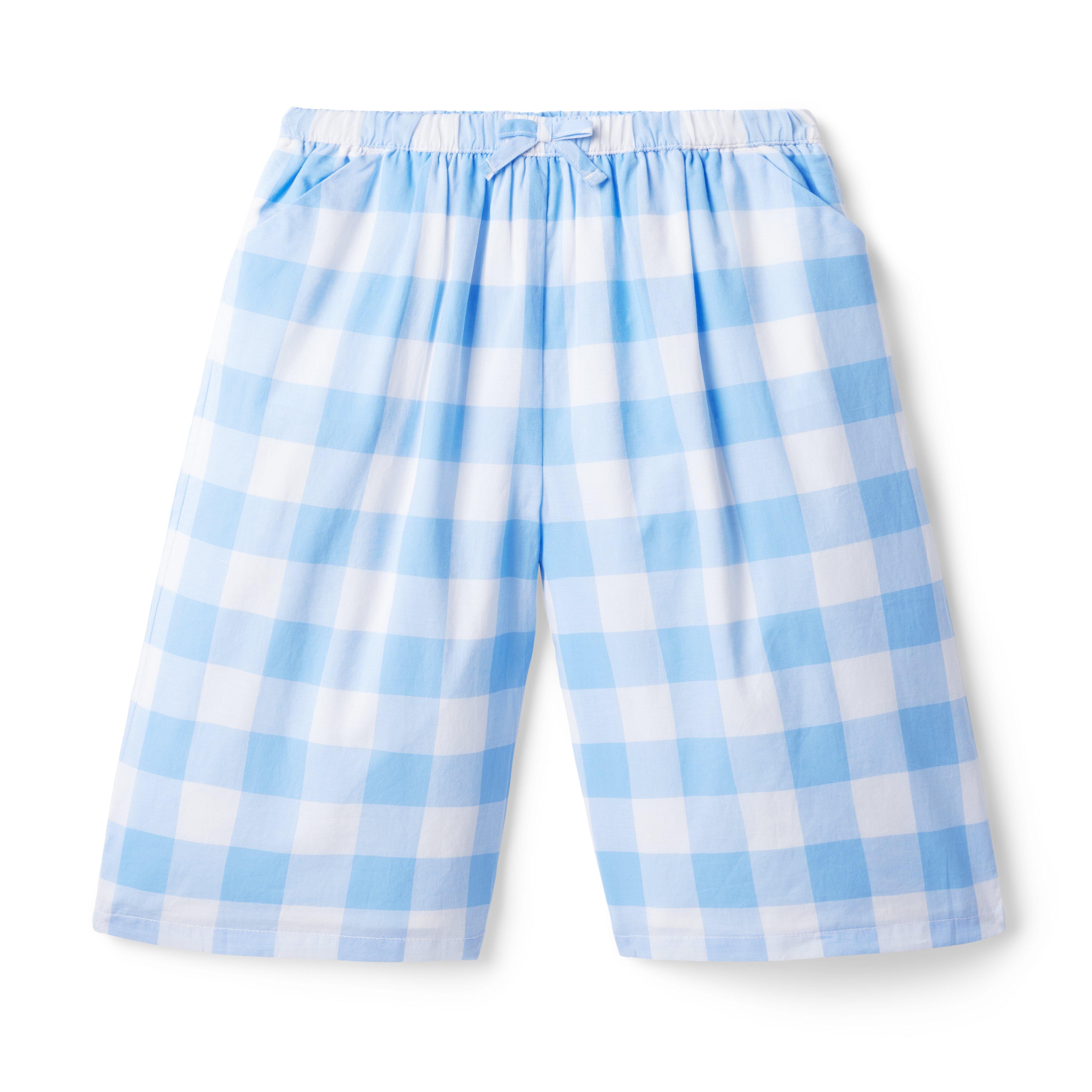 Gingham Wide Leg Cropped Pant