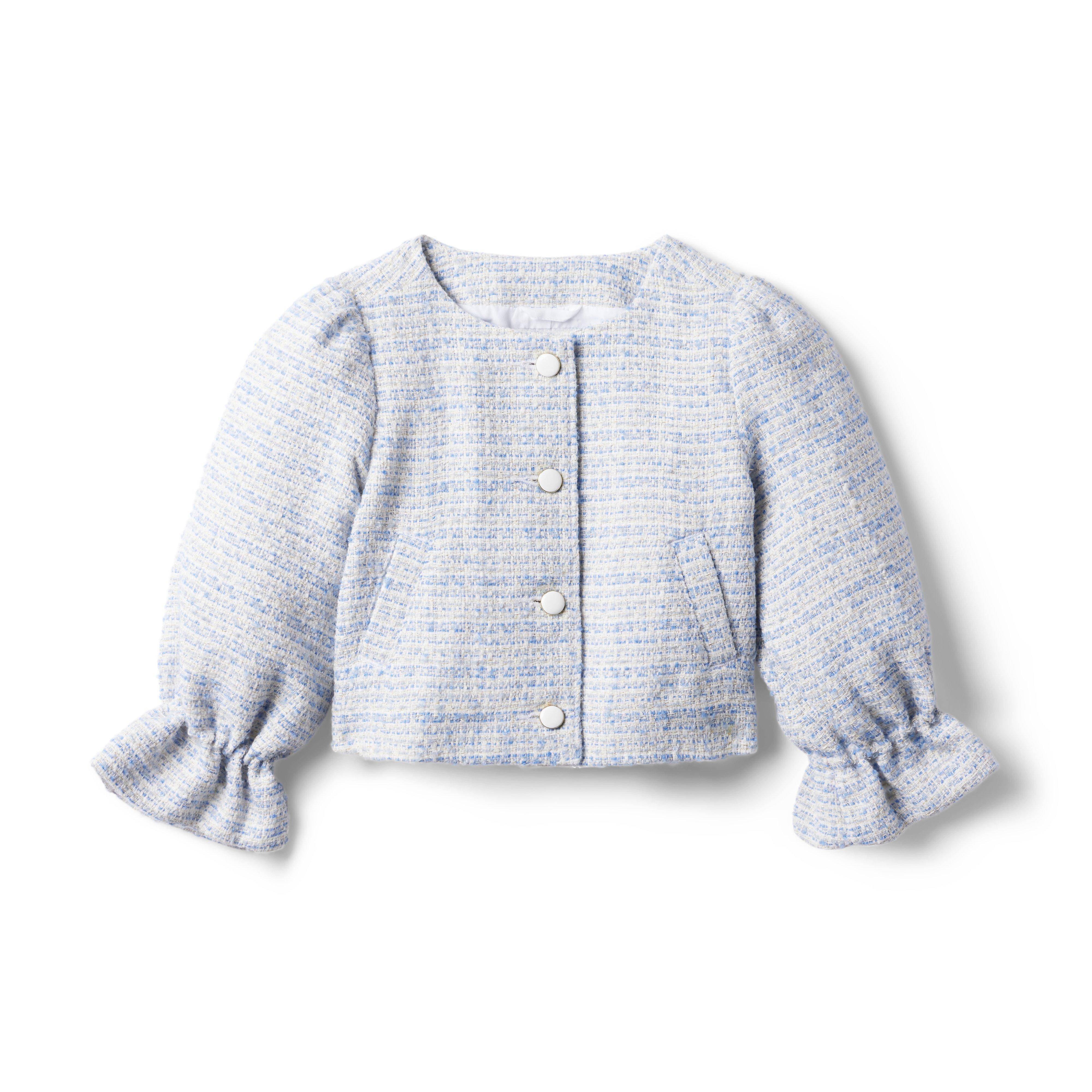 Tweed Ruffle Sleeve Cropped Jacket image number 0