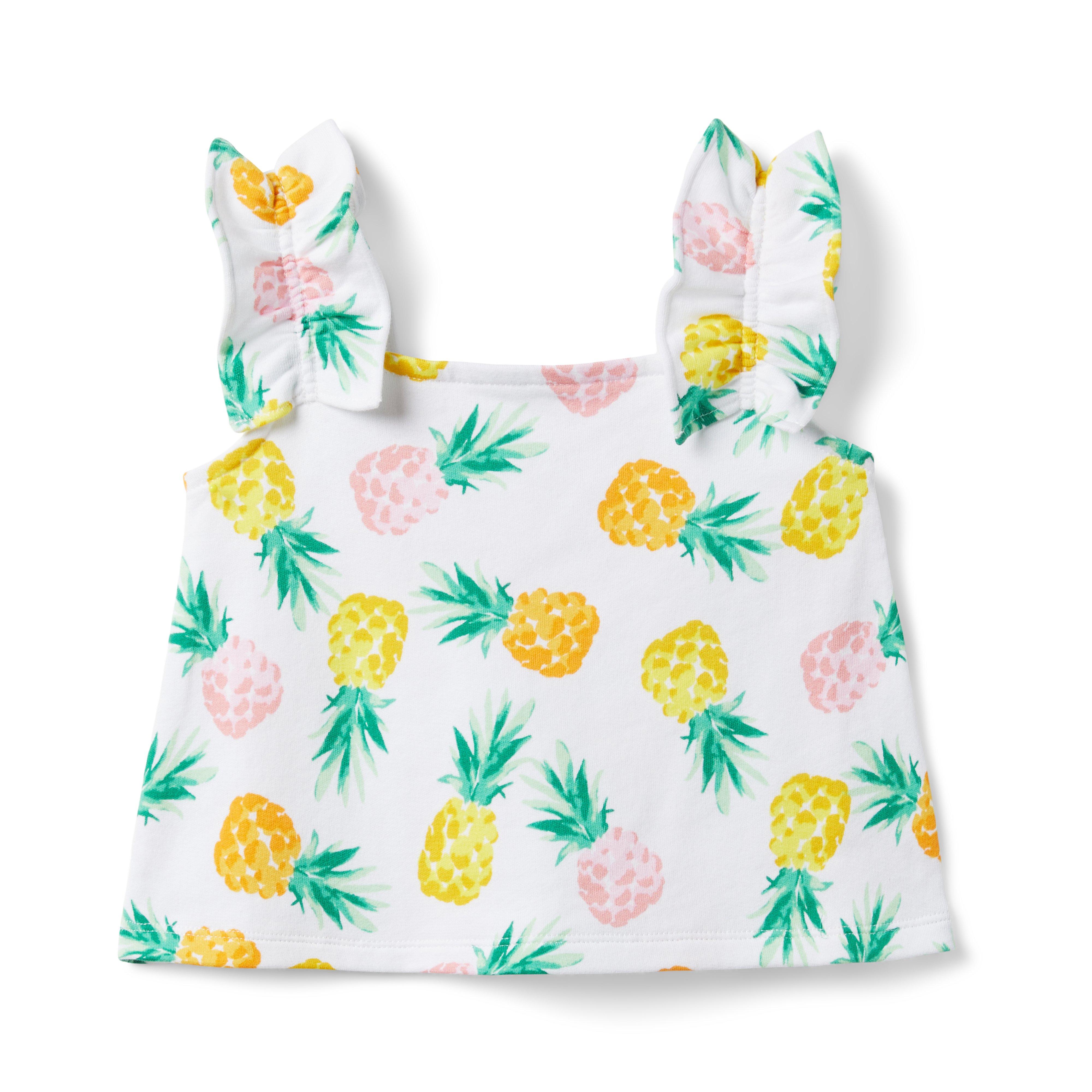 Pineapple Ruffle Strap French Terry Top