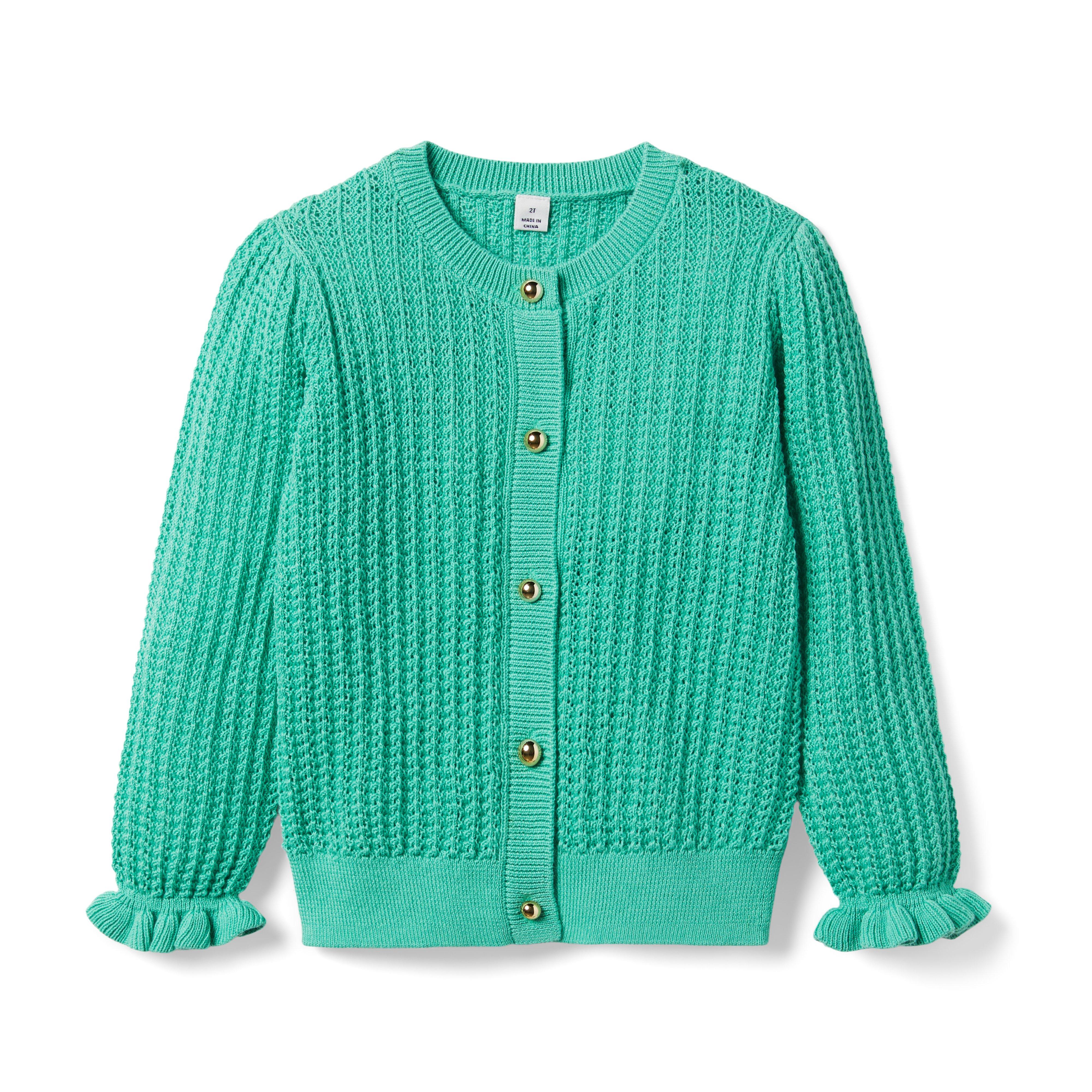 Pointelle Ruffle Cuff Cardigan