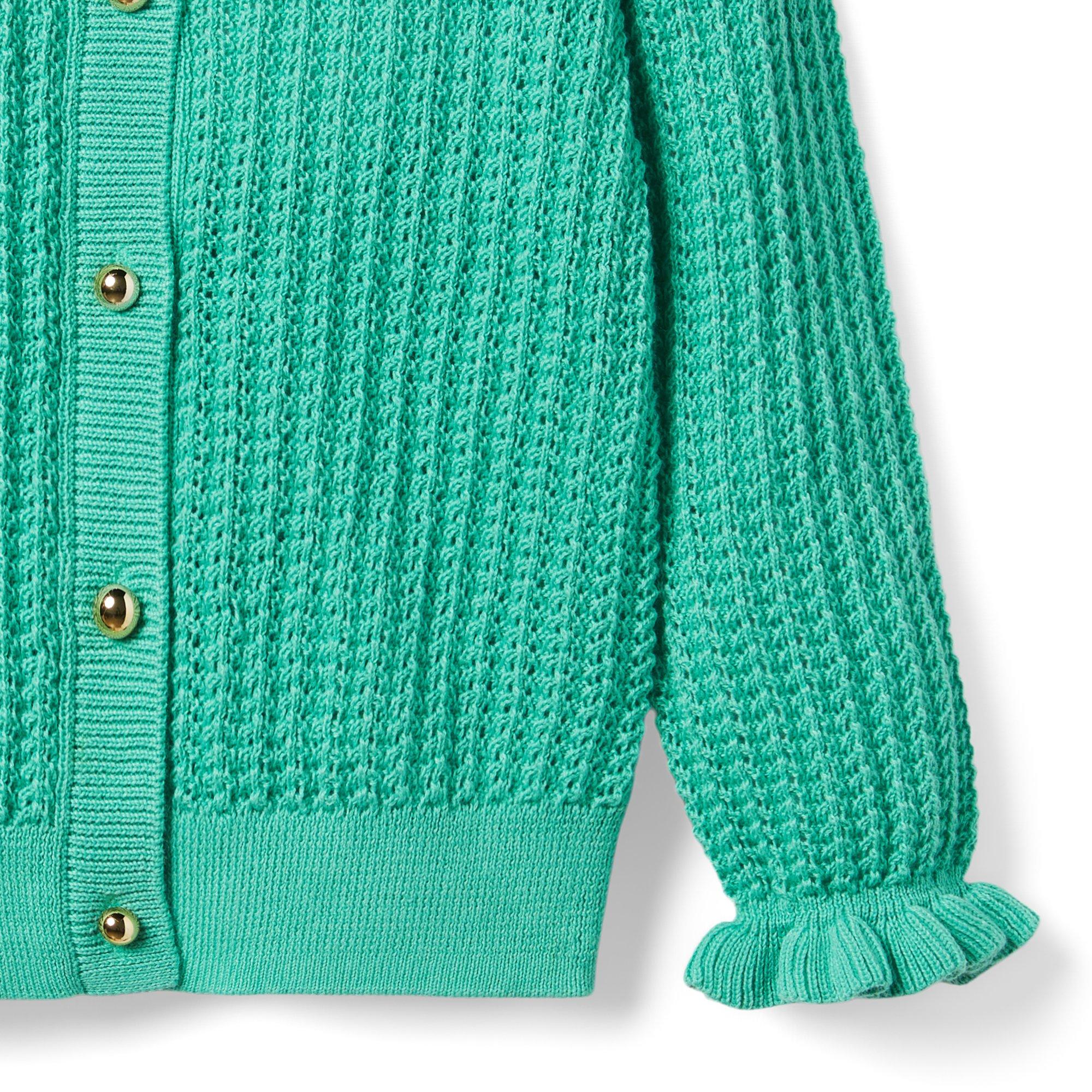 Pointelle Ruffle Cuff Cardigan image number 2