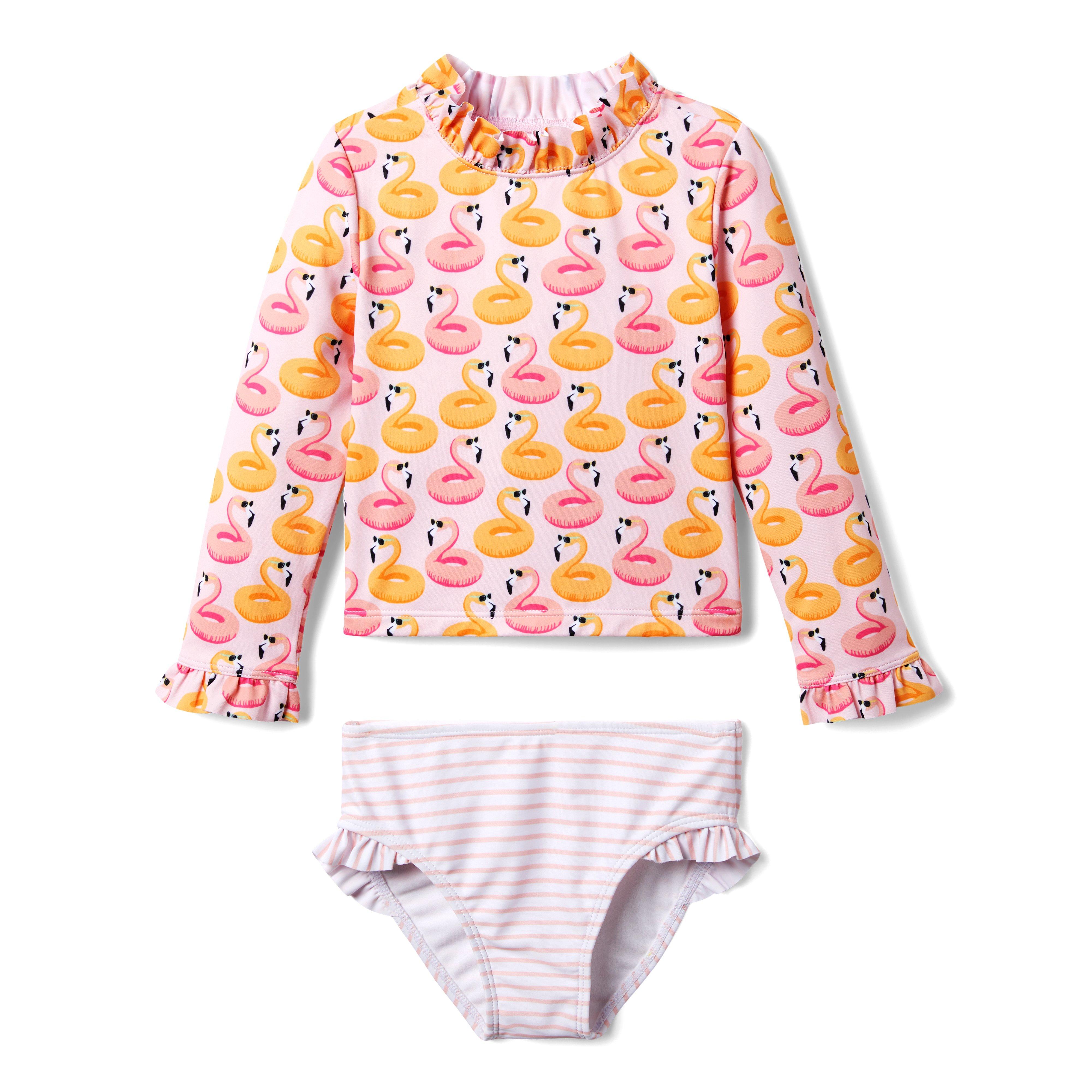 Recycled Flamingo Rash Guard Set