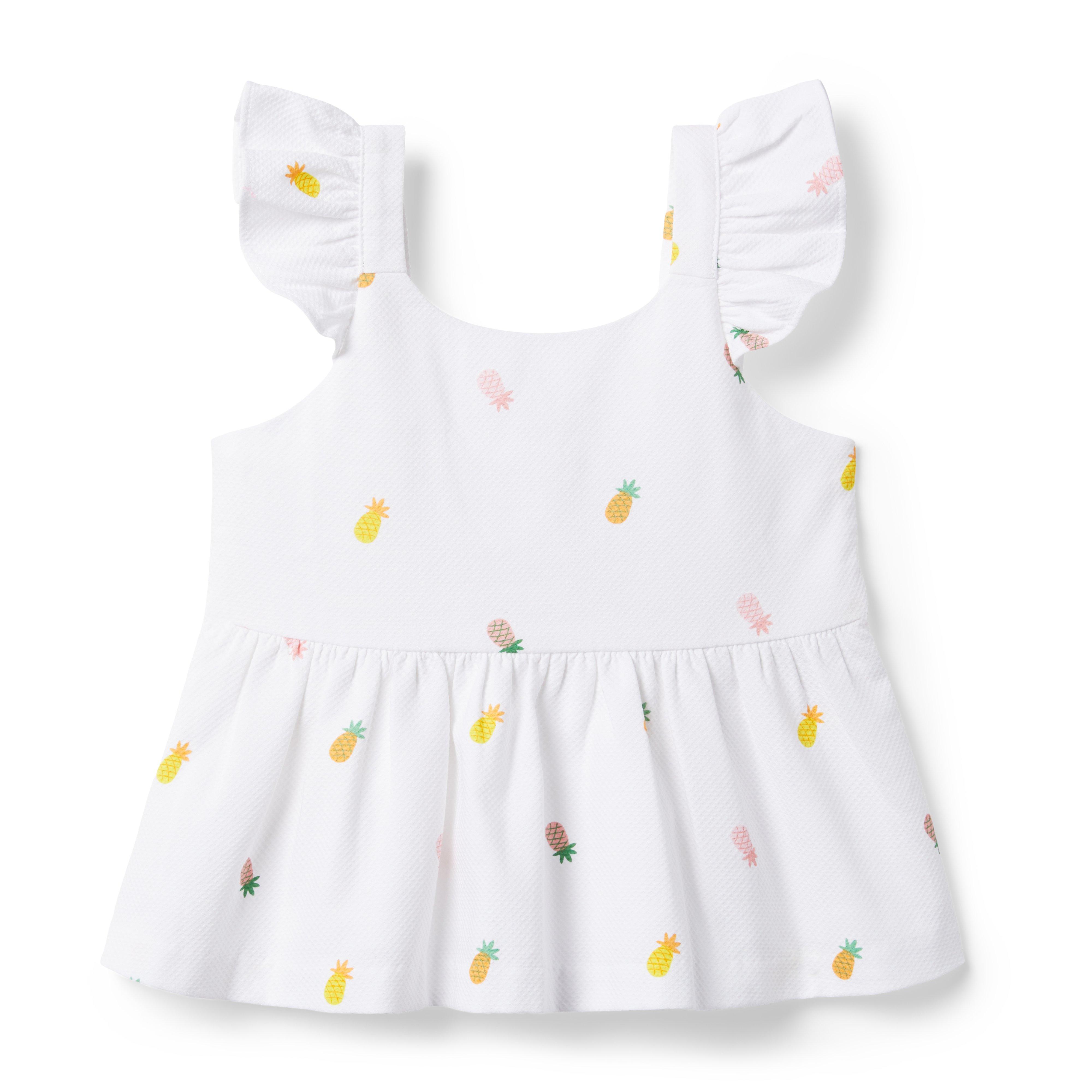 Pineapple Ruffle Pique Top