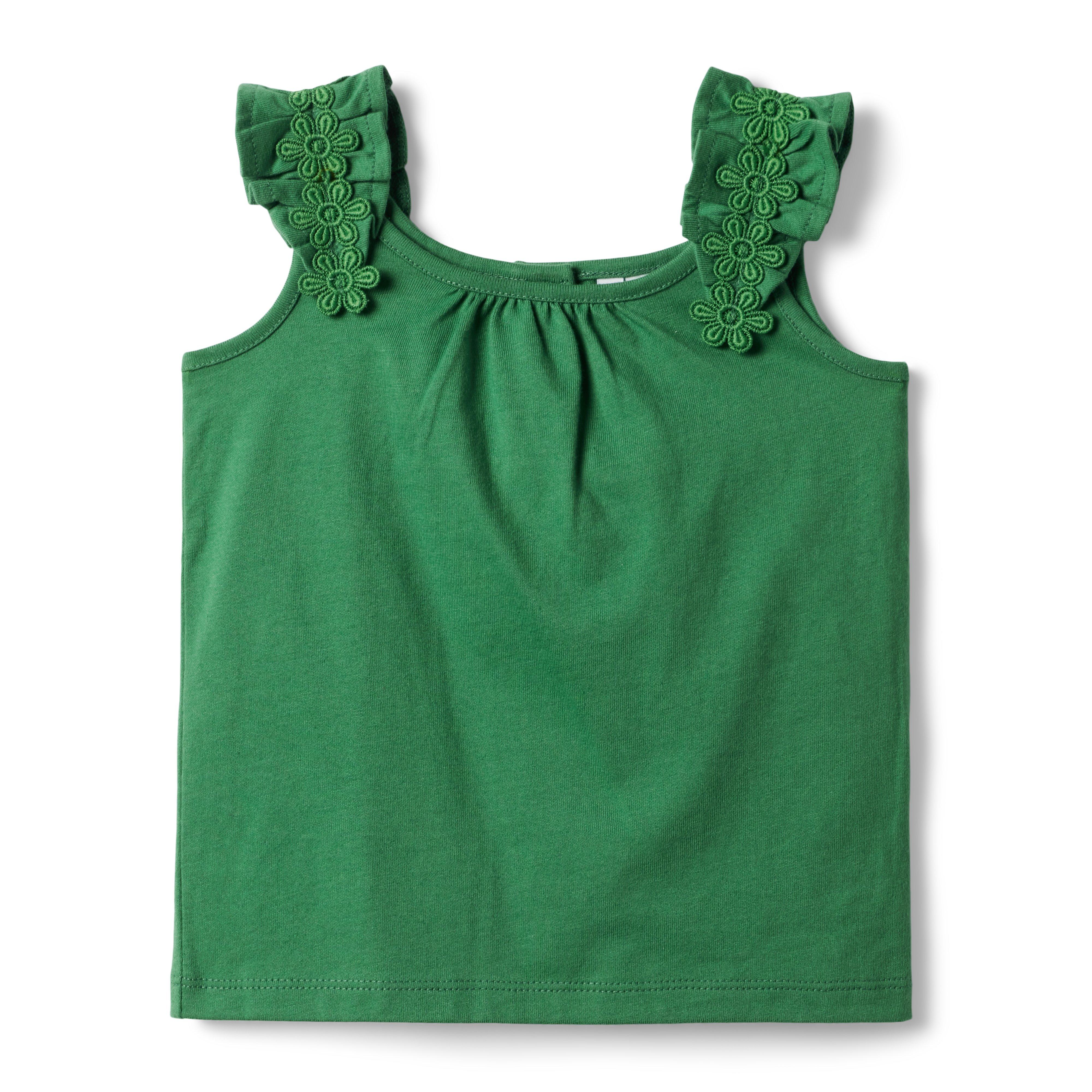 Flower Ruffle Strap Jersey Top