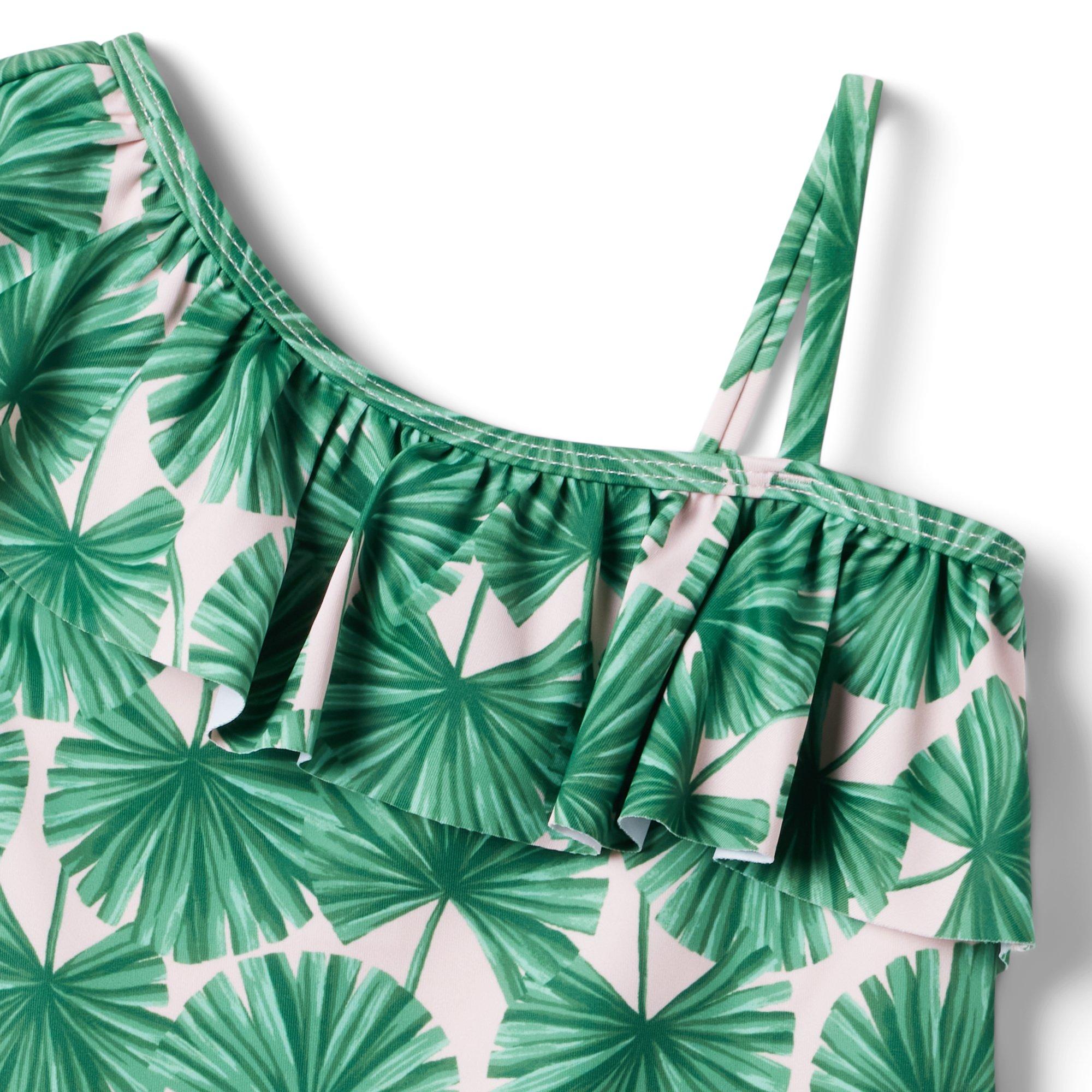 Recycled Palm Ruffle Swimsuit image number 1