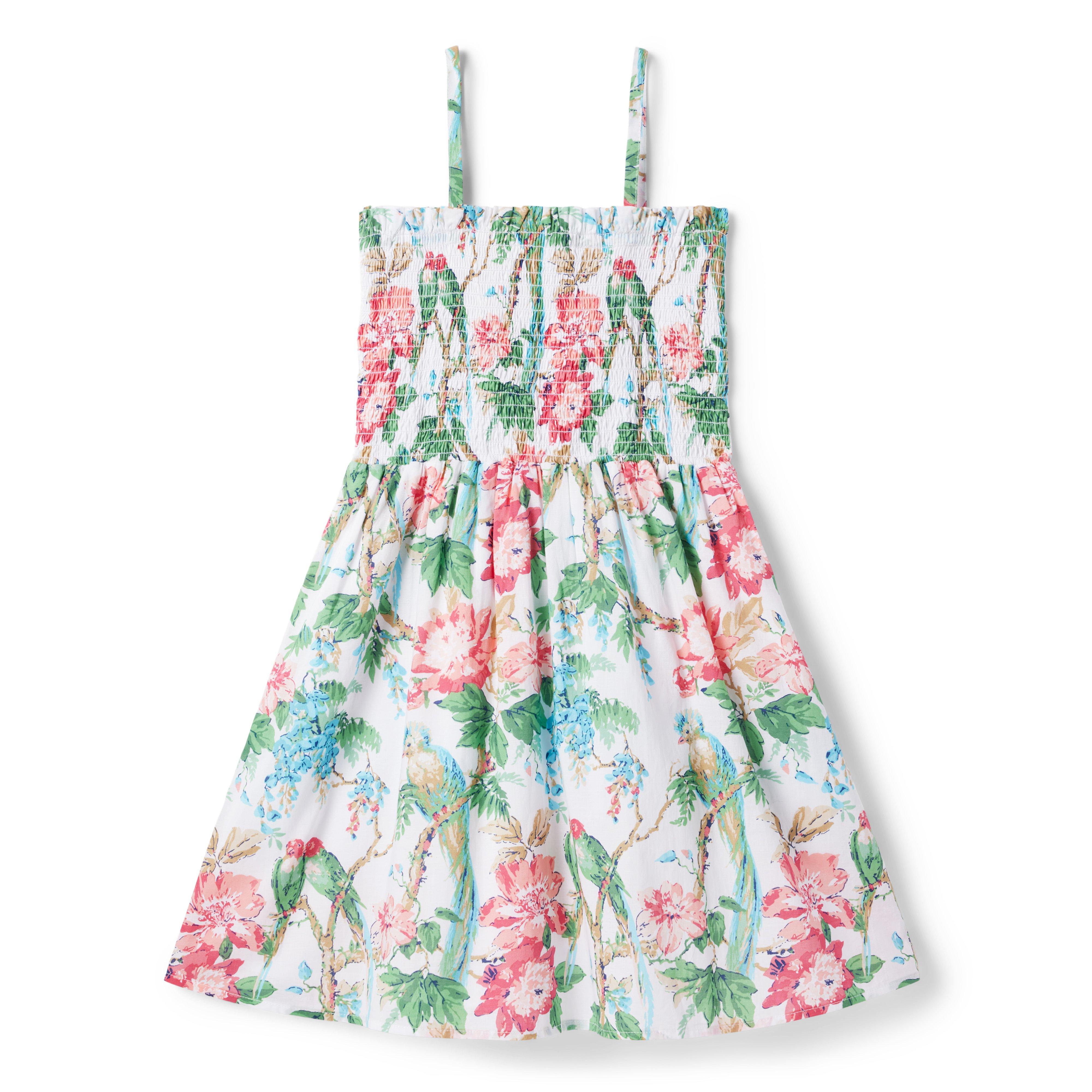 Tween White Tropical Floral Tropical Floral Smocked Sundress by Janie ...