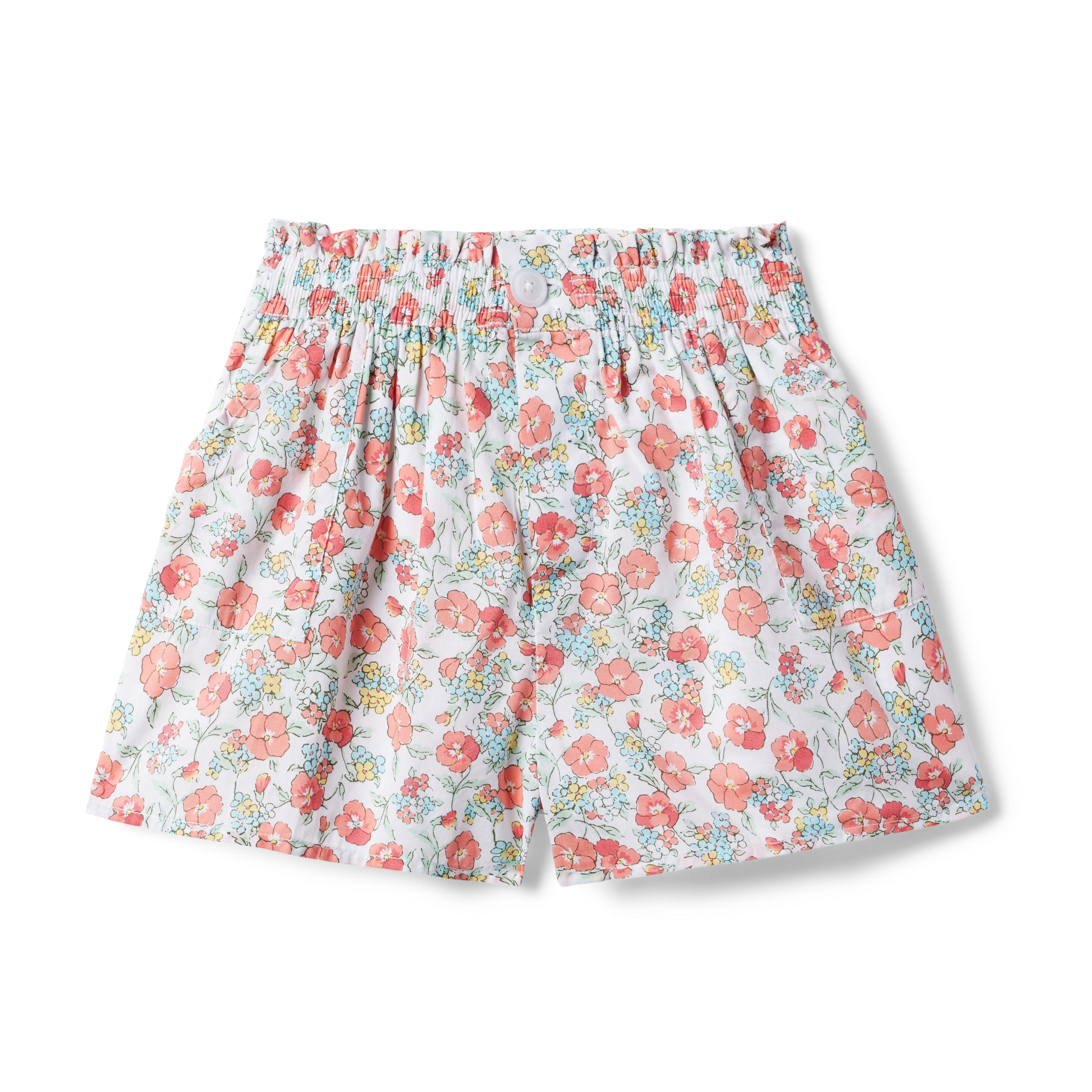 Tween Salmon Rose Floral Floral Smocked Waist Short by Janie and Jack