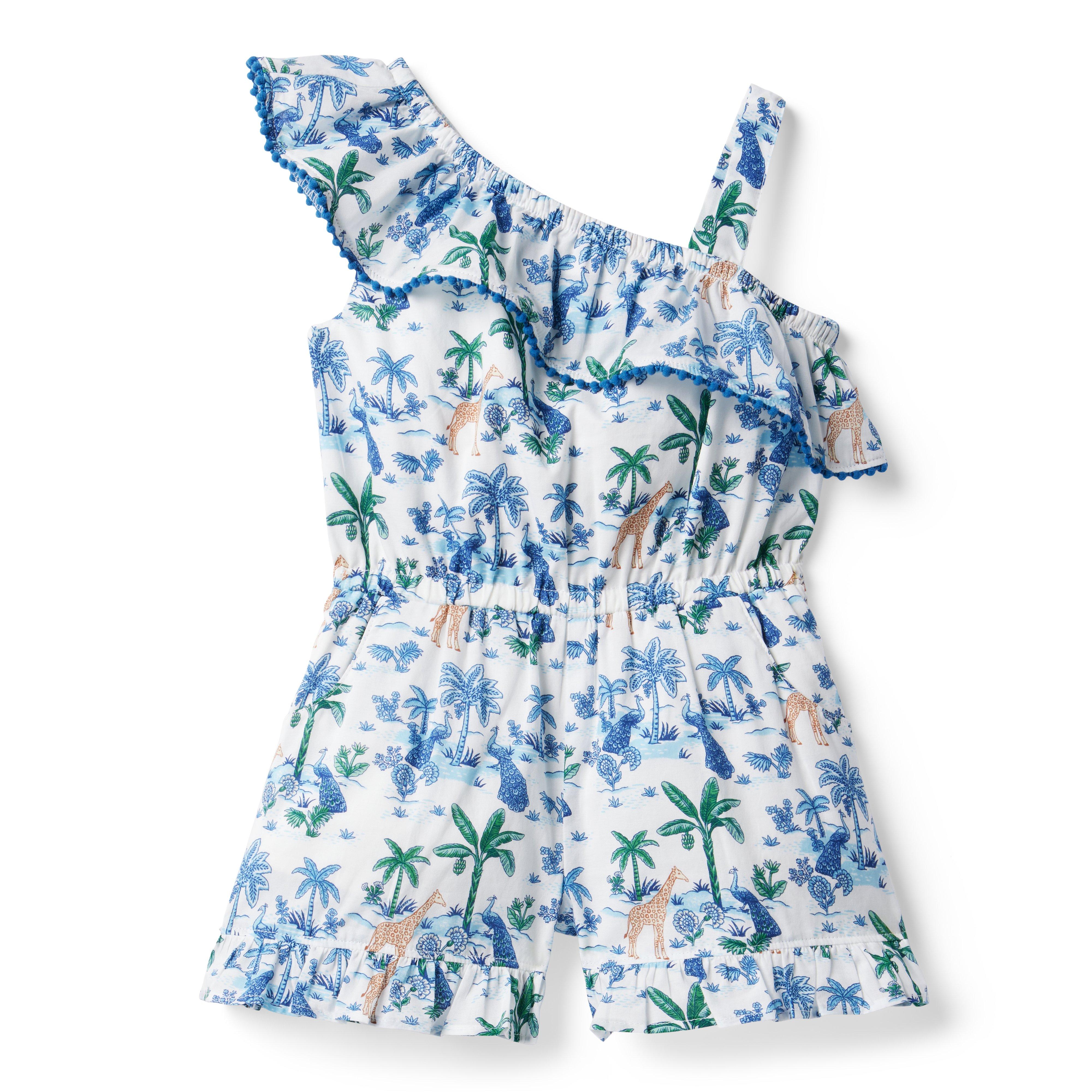 Girl Blue Safari Toile Safari Toile Romper by Janie and Jack