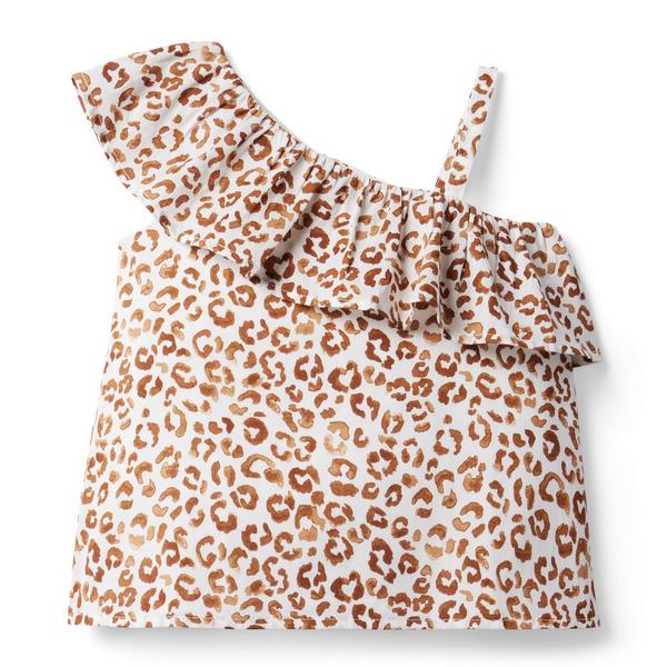 Janie and Jack Leopard Ruffle Shoulder Top