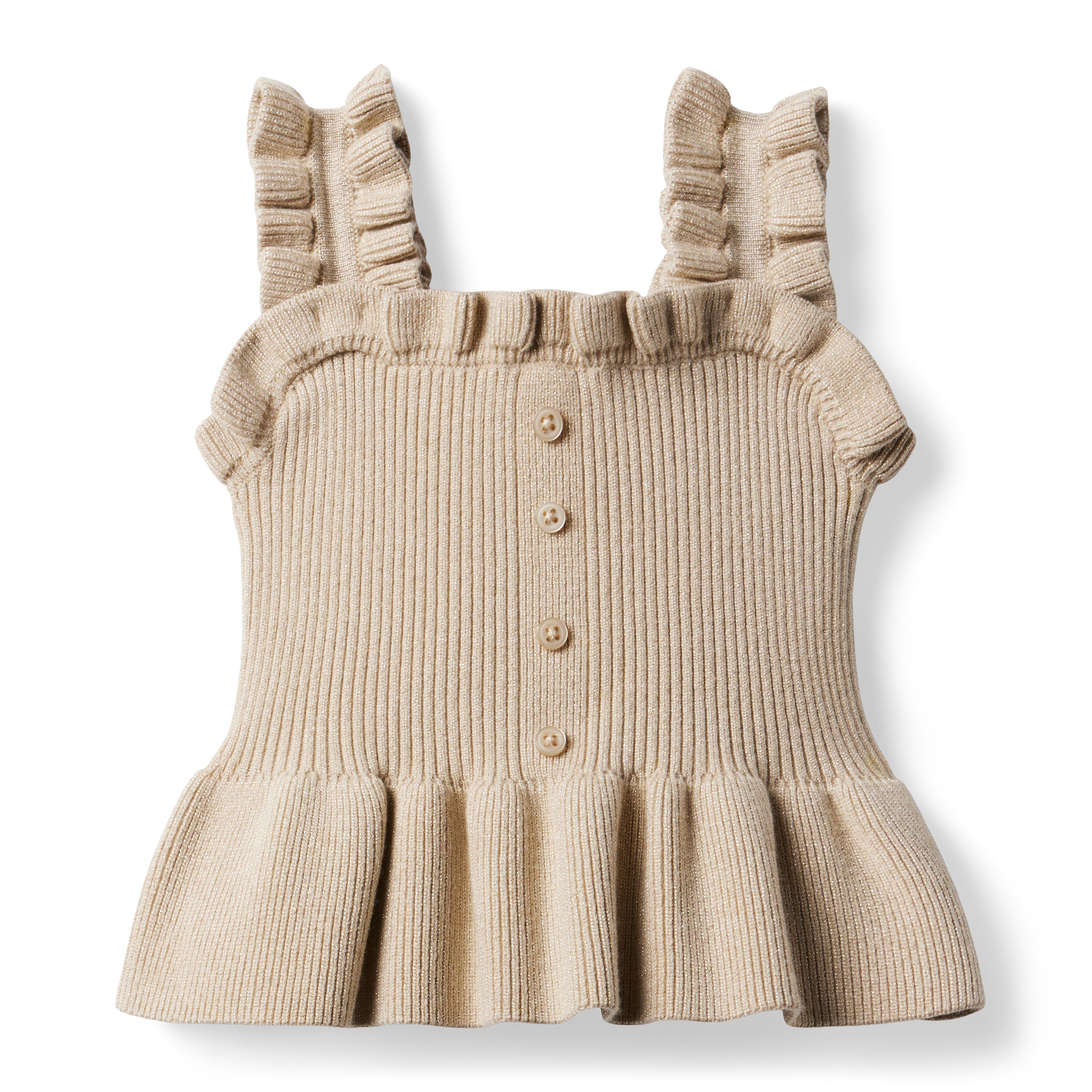 Girl Mocha Coffee Peplum Ruffle Sweater Top by Janie and Jack