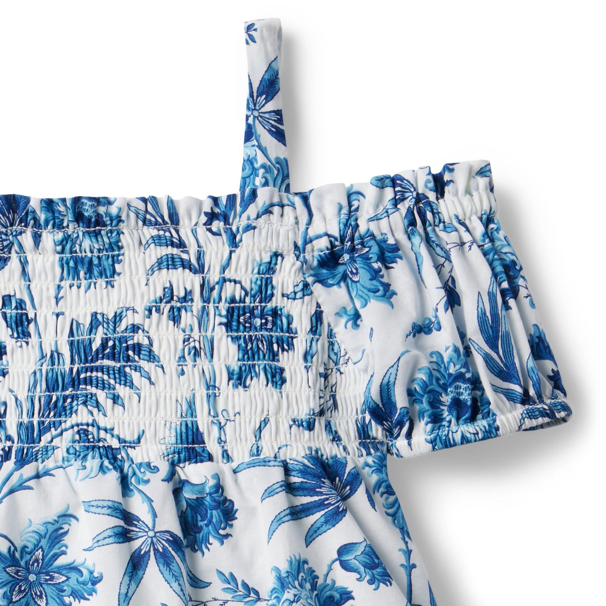 Floral Smocked Cold Shoulder Top image number 1