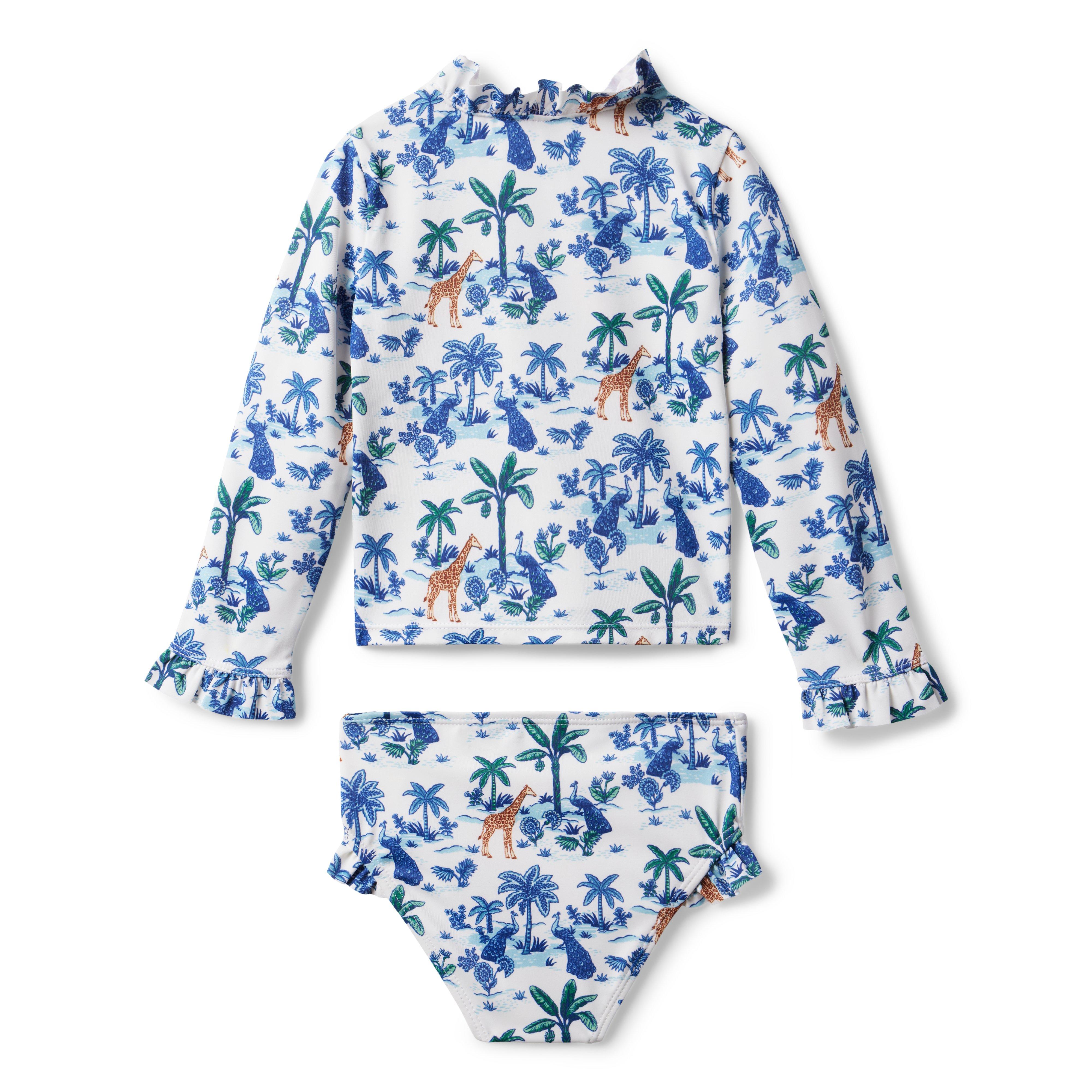 Girl Blue Safari Toile Recycled Safari Toile Rash Guard Set by Janie ...