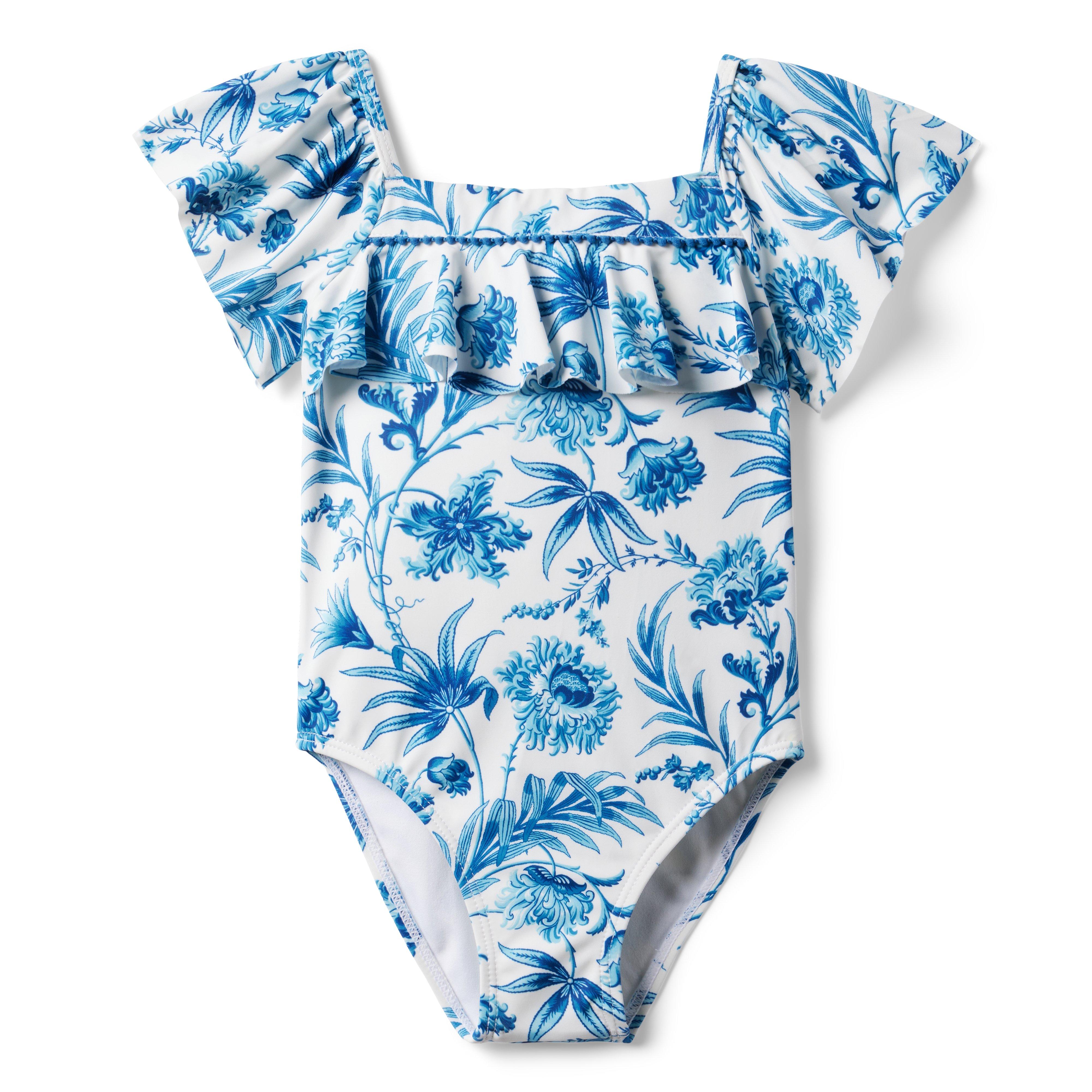 Recycled Floral Ruffle Sleeve Swimsuit image number 0