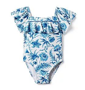 Floral Ruffle Sleeve Recycled Swimsuit