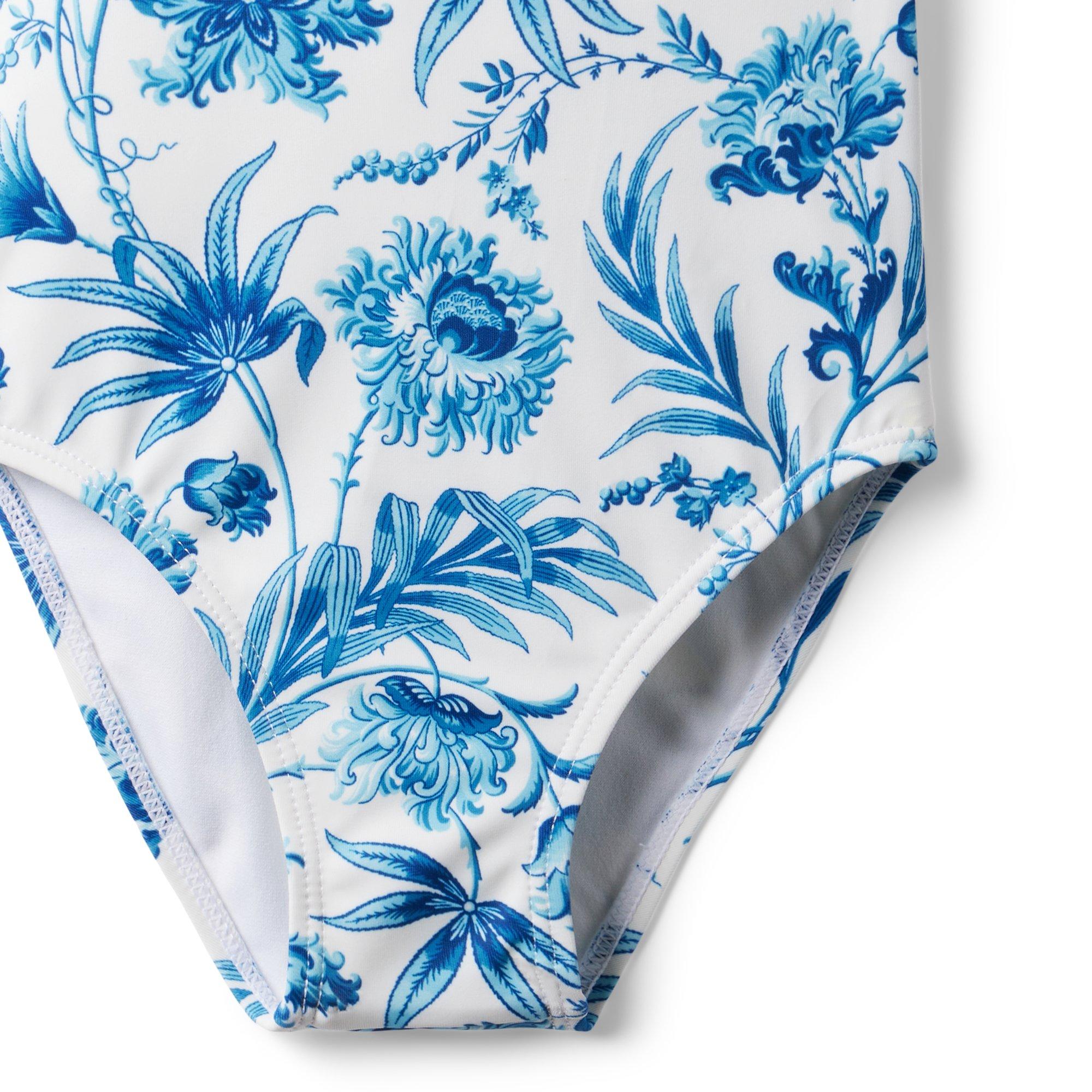 Recycled Floral Ruffle Sleeve Swimsuit image number 3