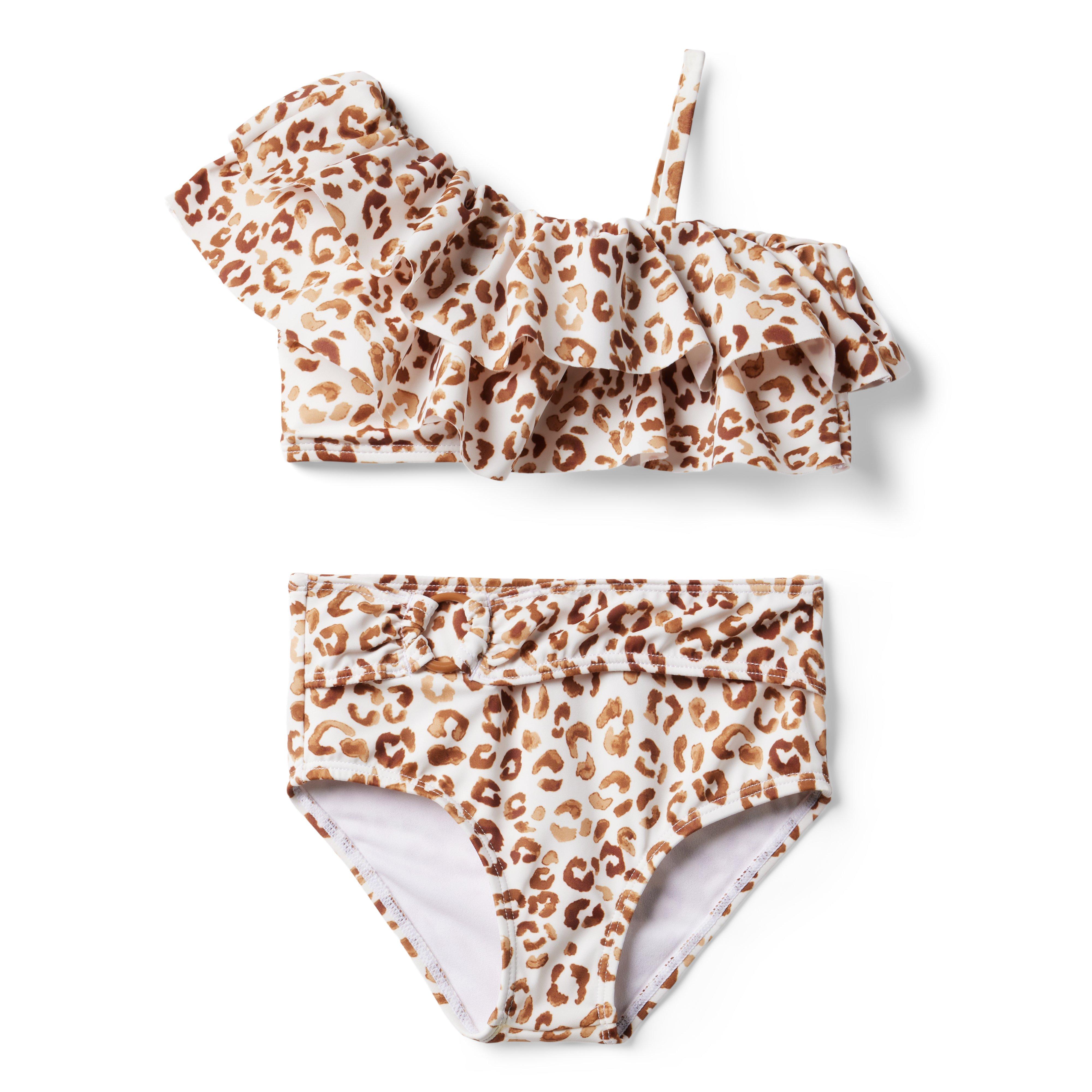 Recycled Leopard Ruffle 2-Piece Swimsuit