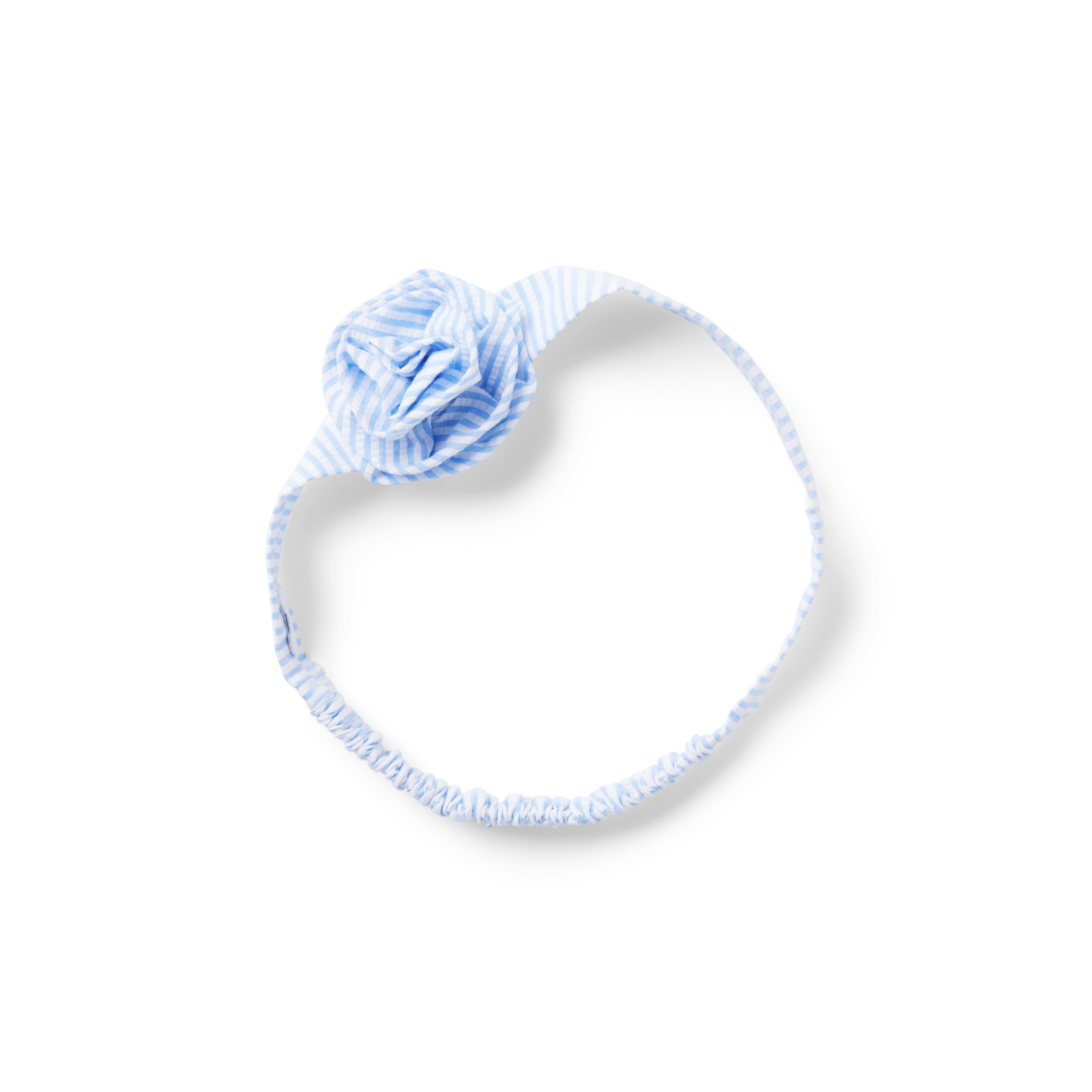 Baby Striped Seersucker Soft Flower Headband image number 0