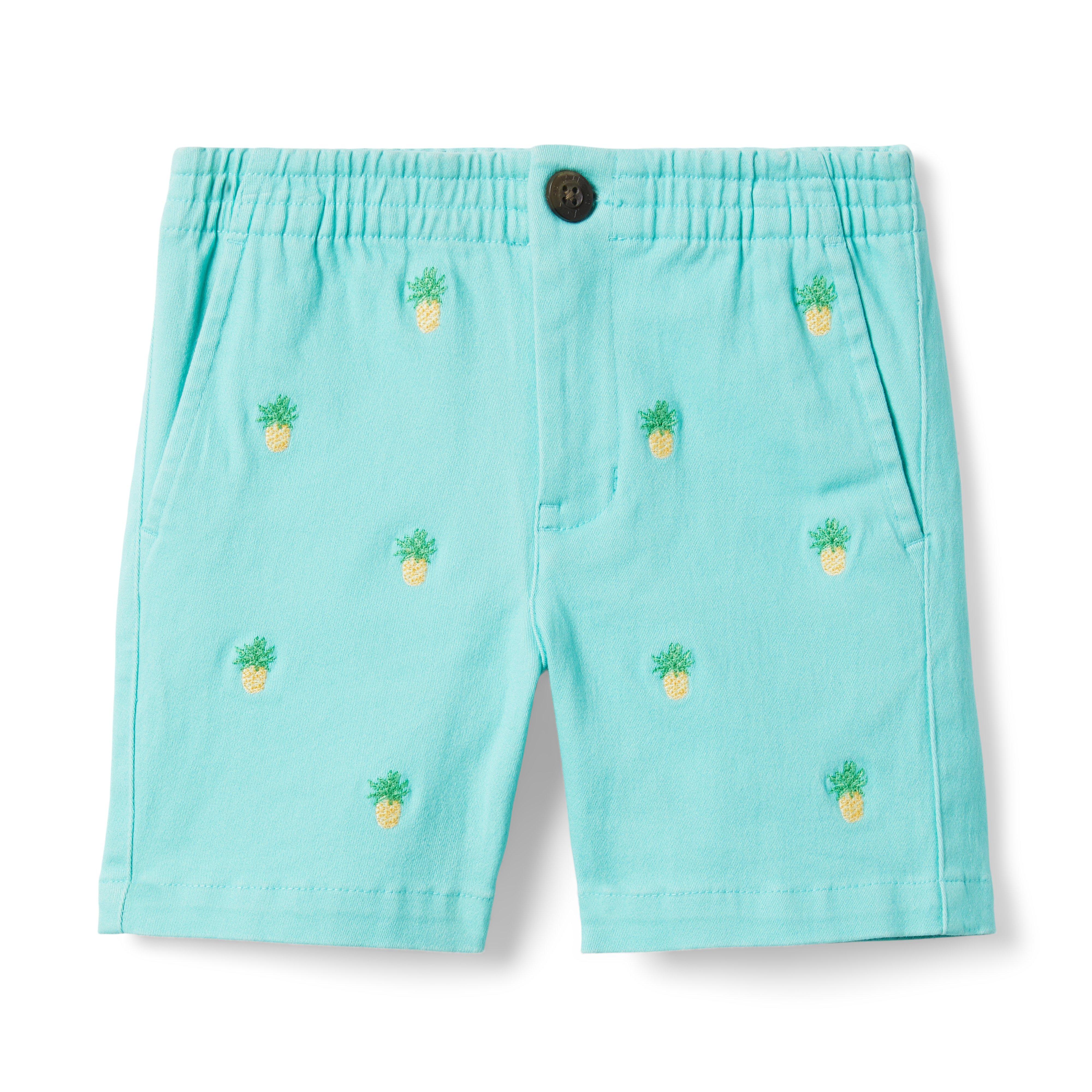 Embroidered Twill Pull-On Short