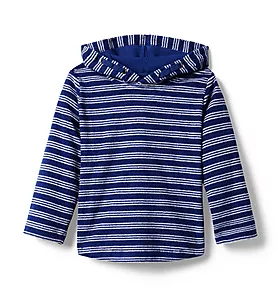 Striped Terry Hooded Pullover