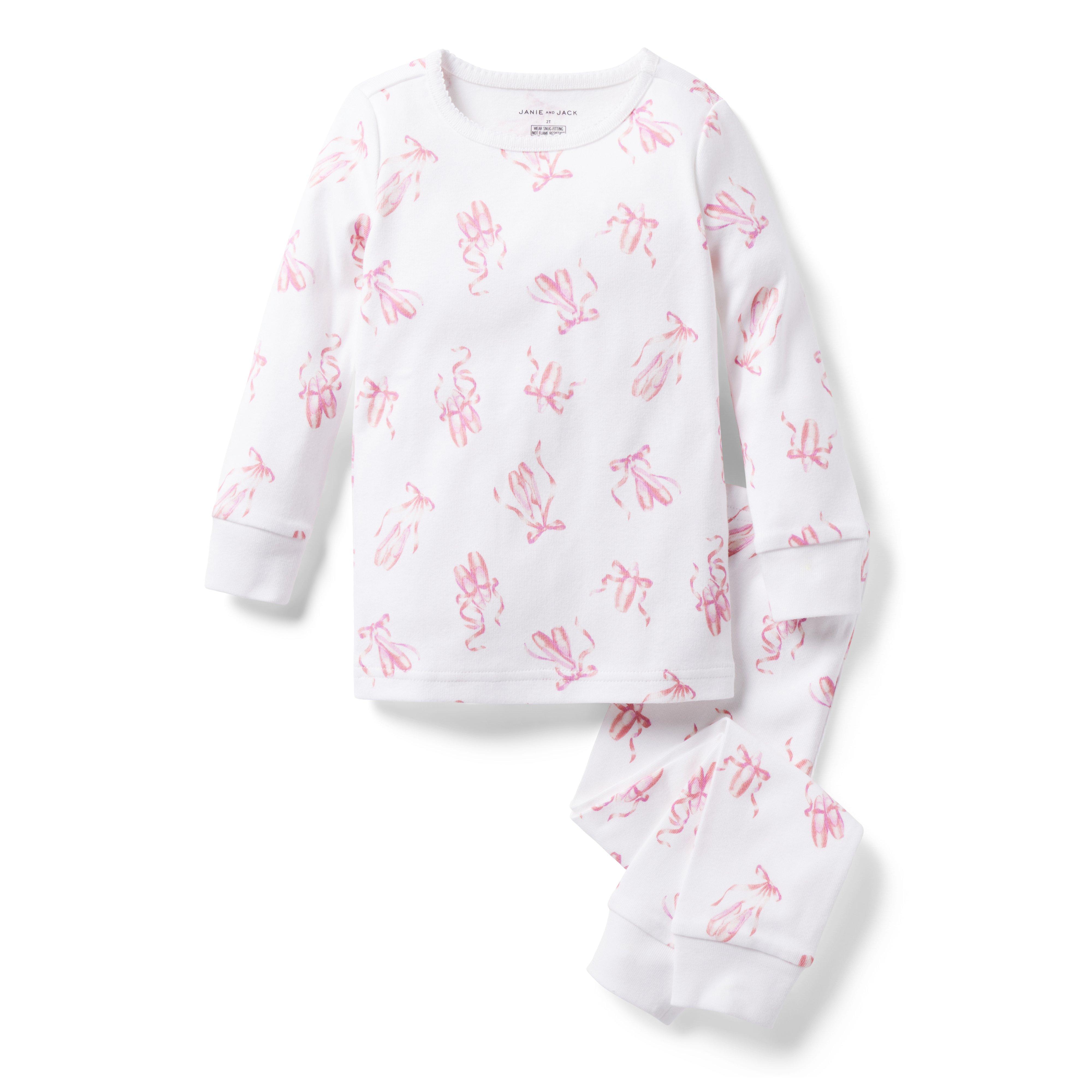 Girl White Ballet Slipper Good Night Pajamas in Ballet