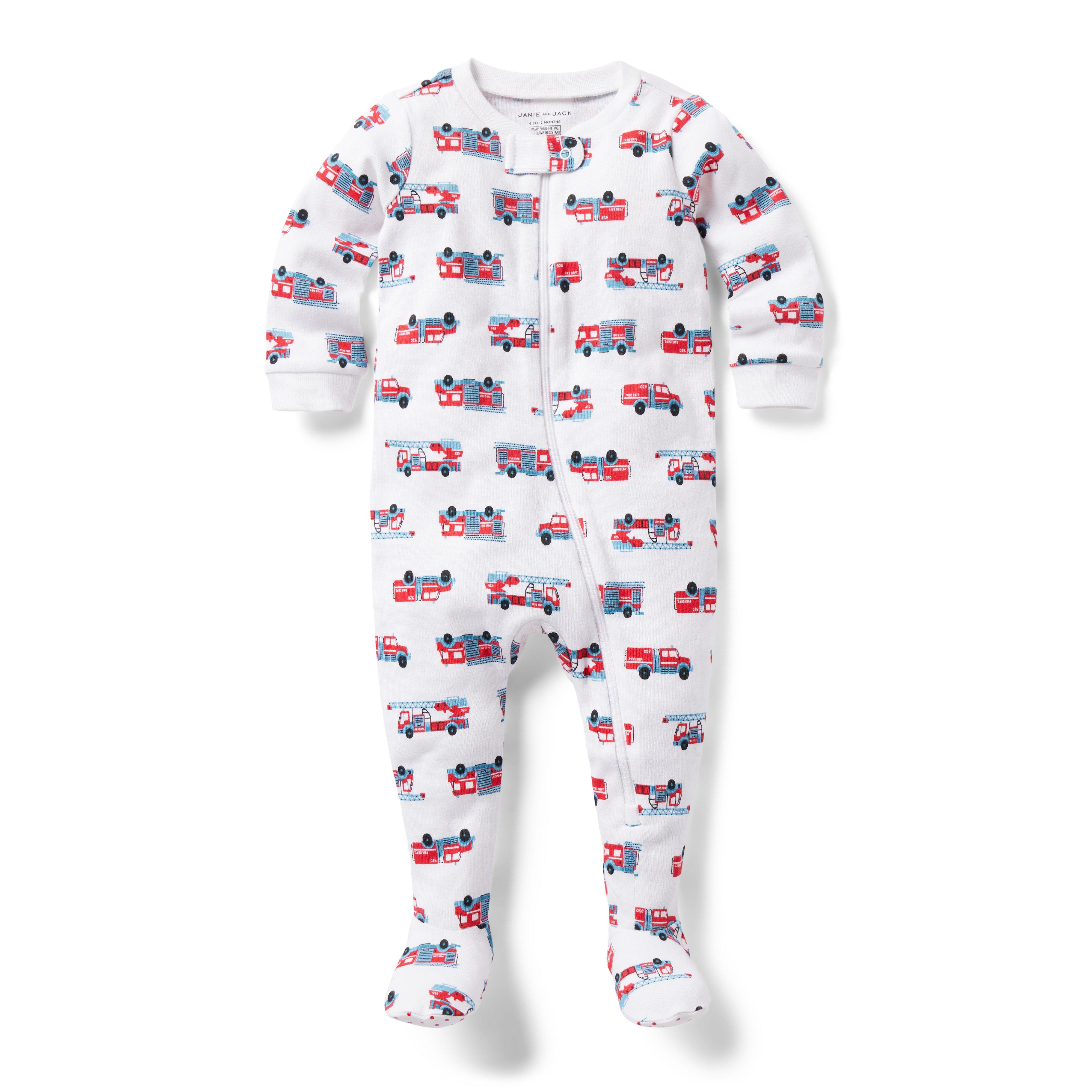 Baby Good Night Footed Pajama in Fire Trucks image number 0