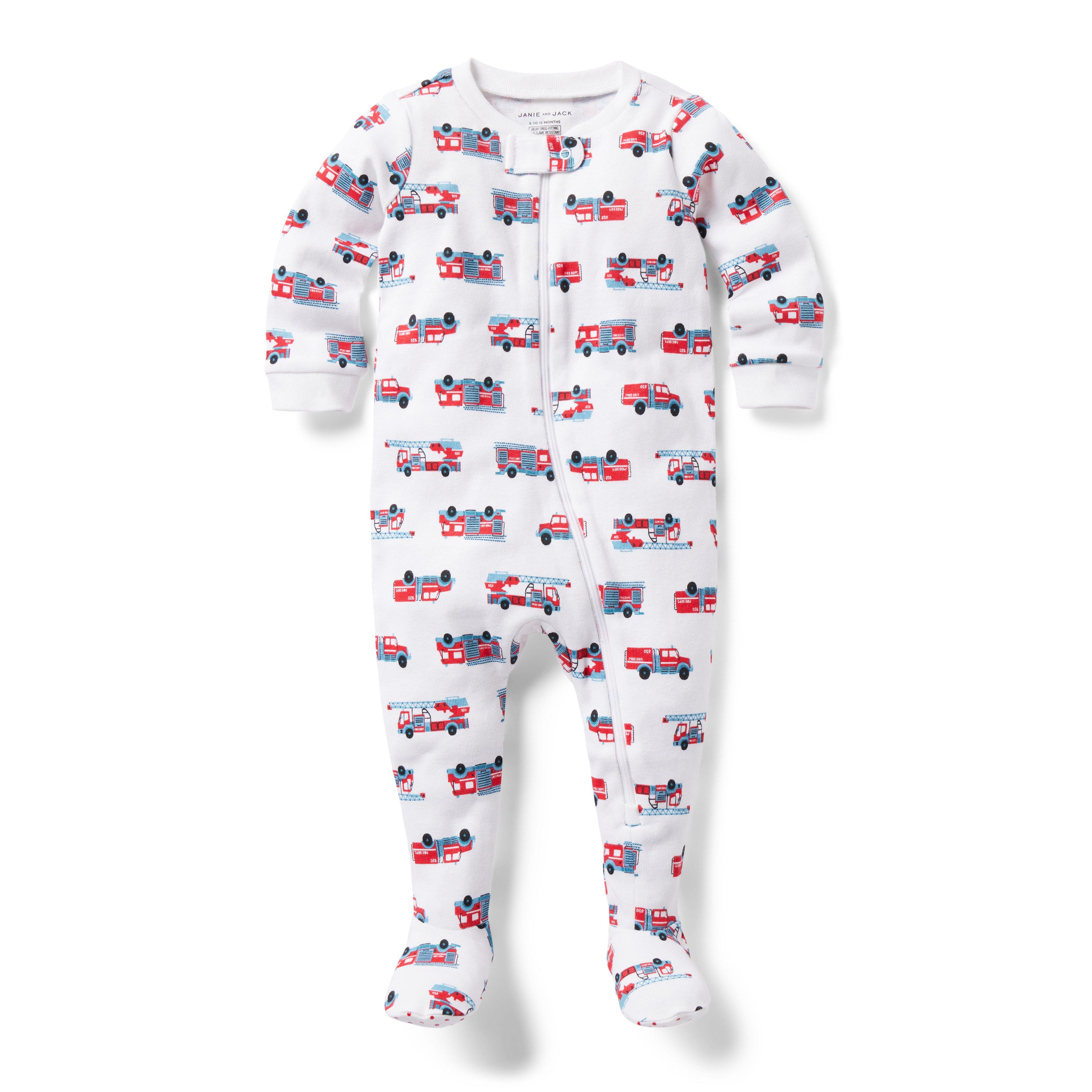 Baby Good Night Footed Pajama in Fire Trucks